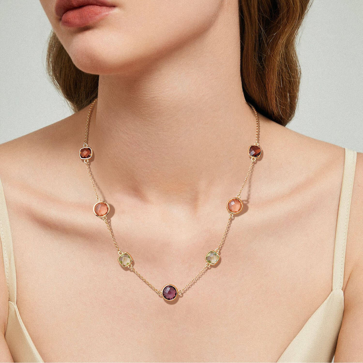  Necklace - Jasseron - Goldplated - 55cm Colors from Nature - 