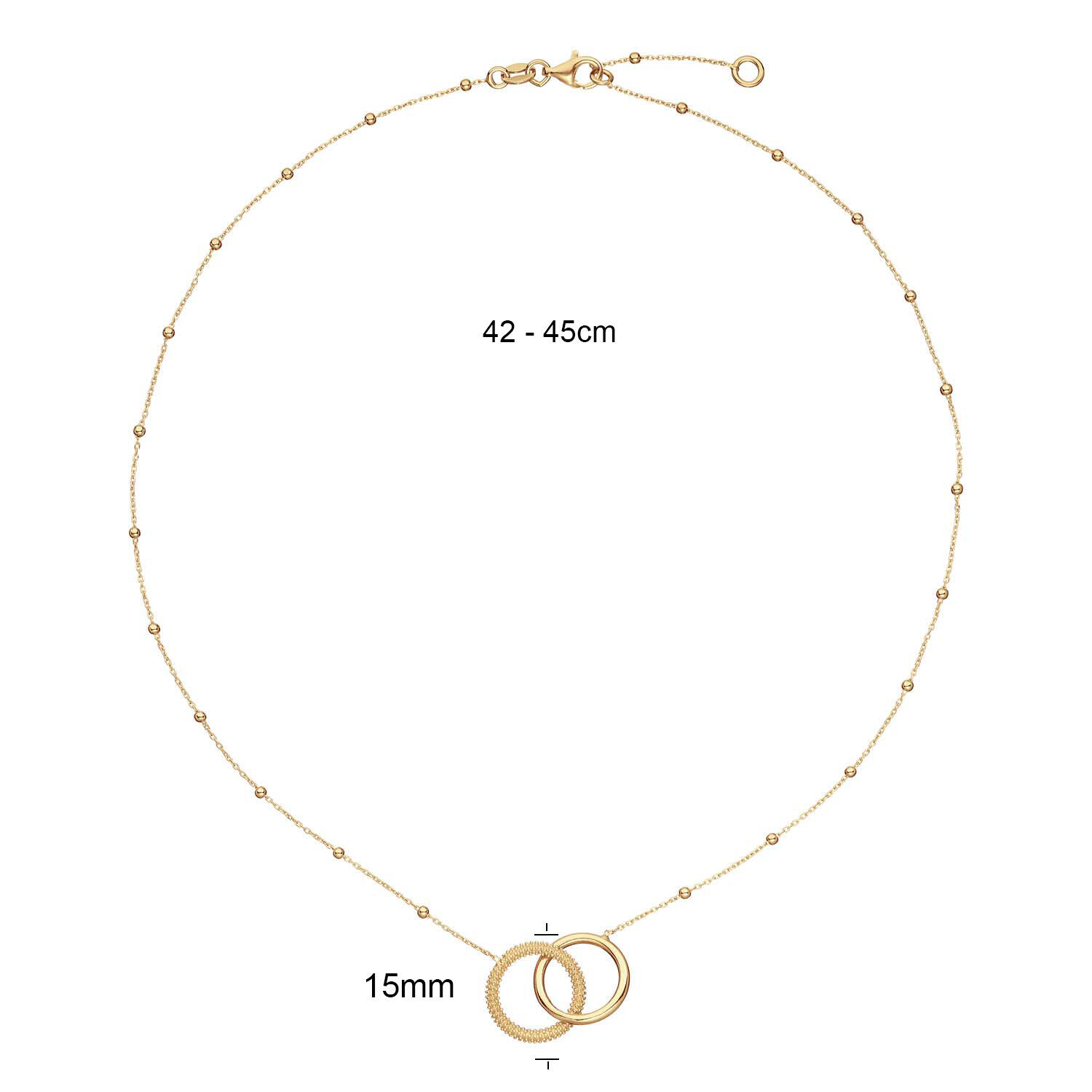  Necklace - Round - Anchor - Goldplated - 45cm