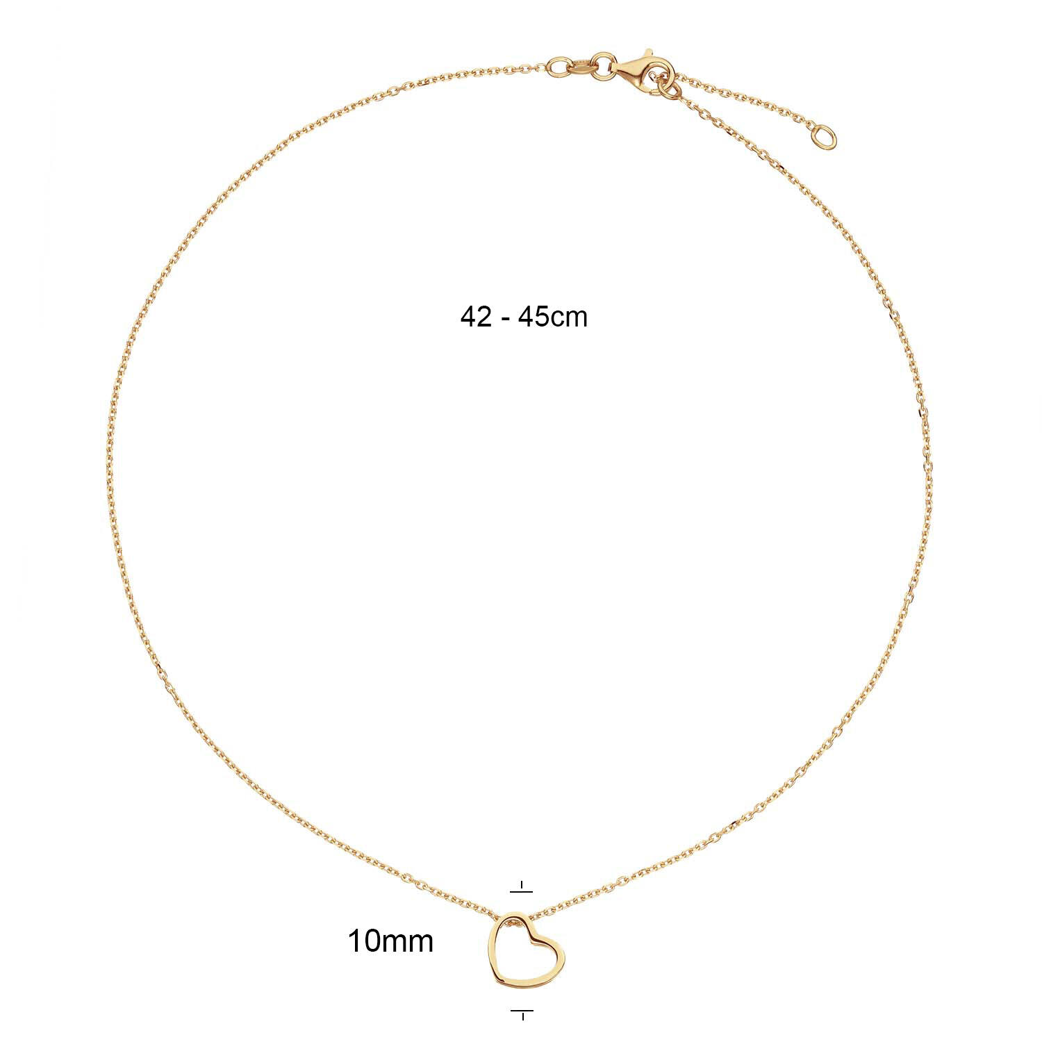  Necklaces with pendant - Heart - Anchor - Goldplated - 45cm