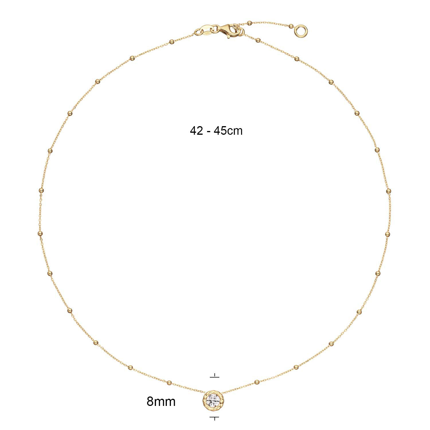  Collier - Rond - Anker - Zilver verguld - 45cm