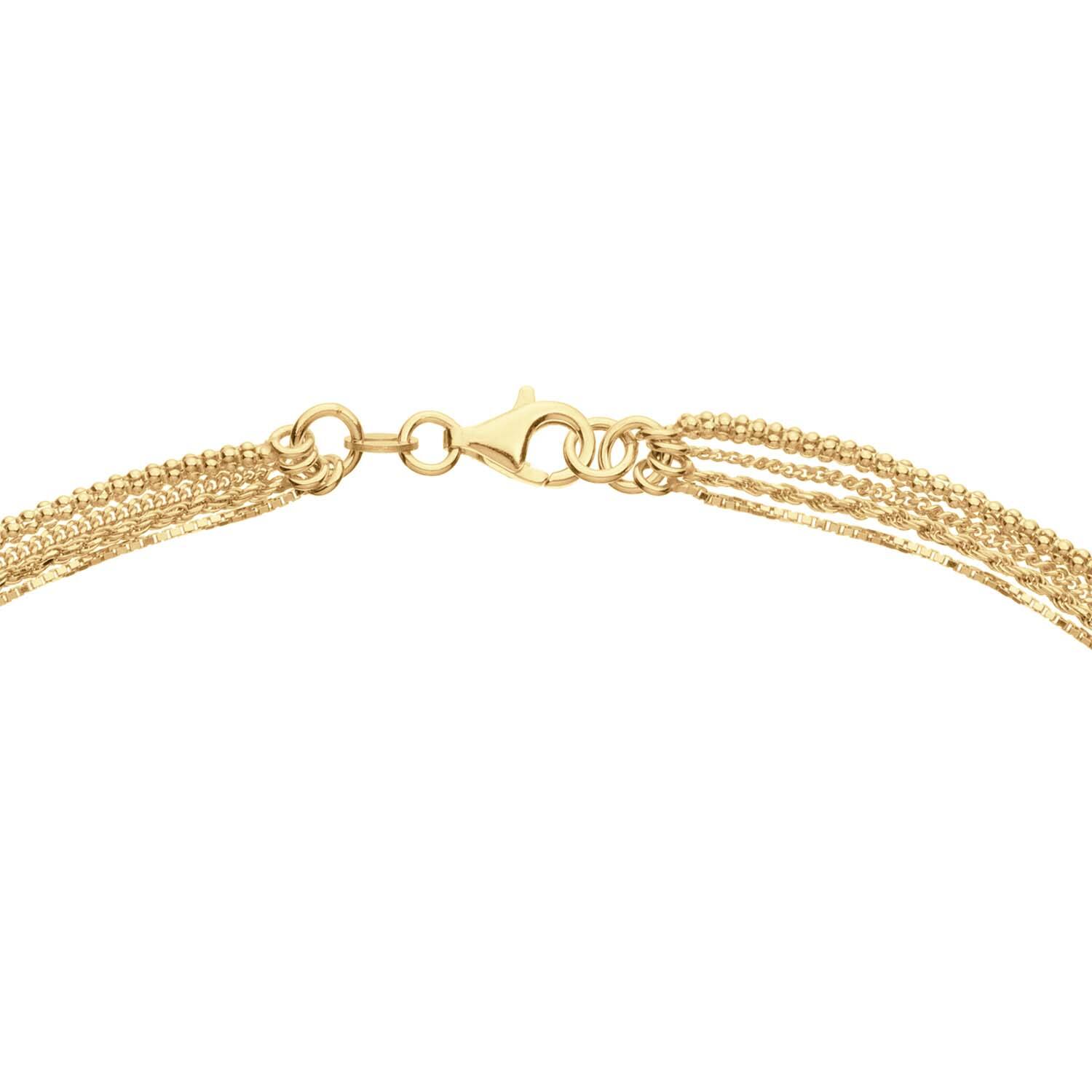  Necklaces with stone - Rope - Goldplated - 45cm