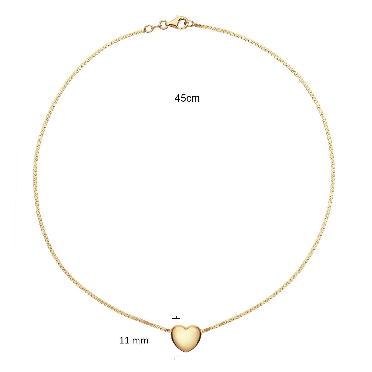  Necklaces with pendant - Heart - Fantasy link - Goldplated - 45cm