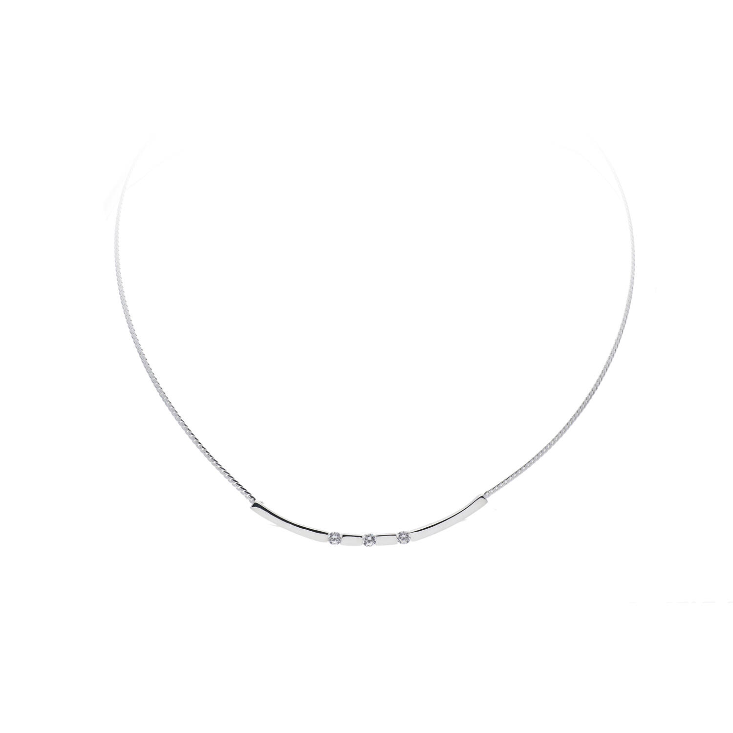 Chokers - Round - Herringbone - Silver - 45cm