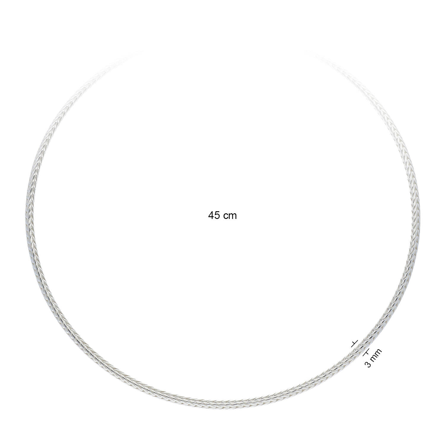  Colliers maillons - Rond - Palmier, queue de renard - Argent - 45cm