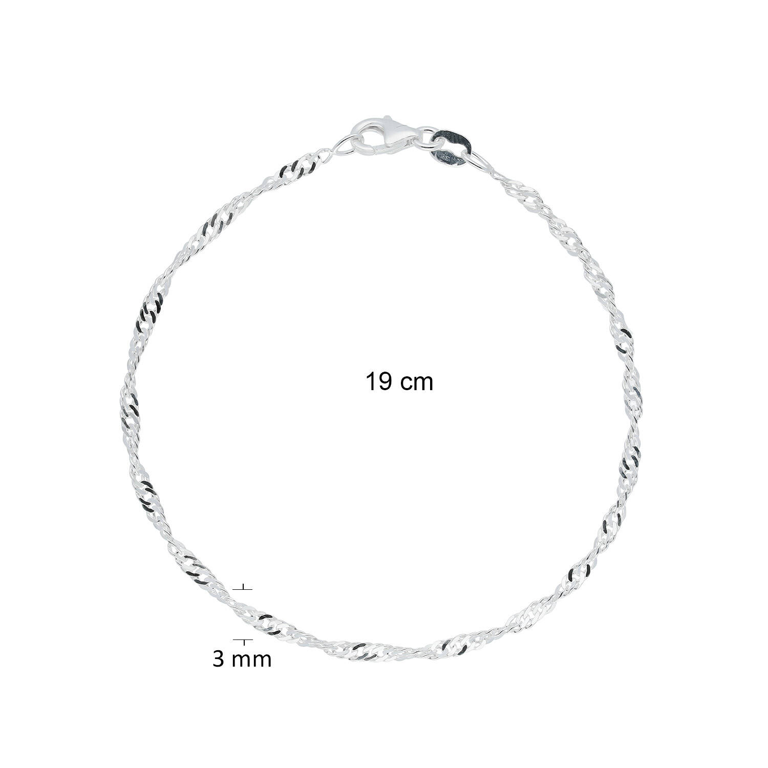  Schakelarmband - Singapore - Rond - 2.5mm - 19cm