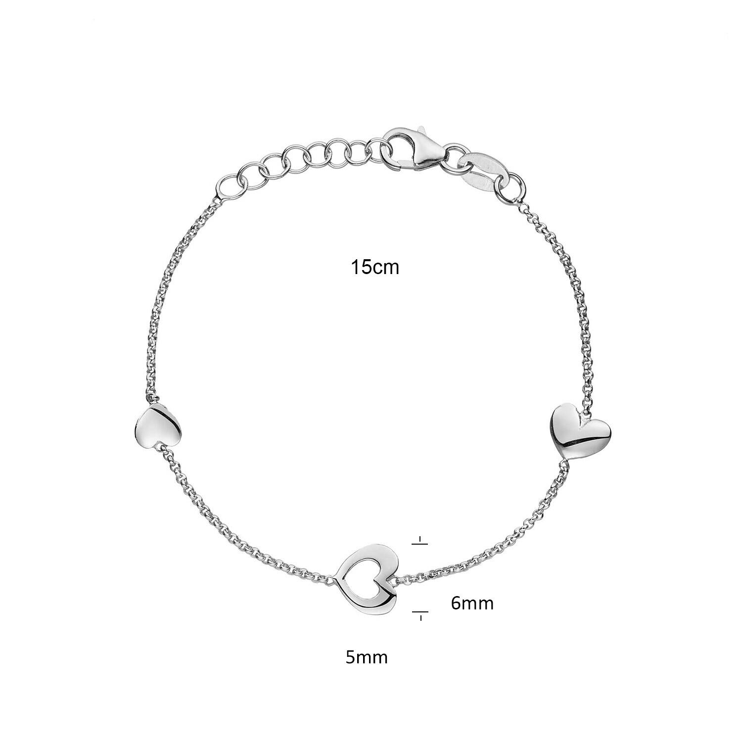  Gliederarmbänder - Jasseron - Herz - 6mm - 16cm