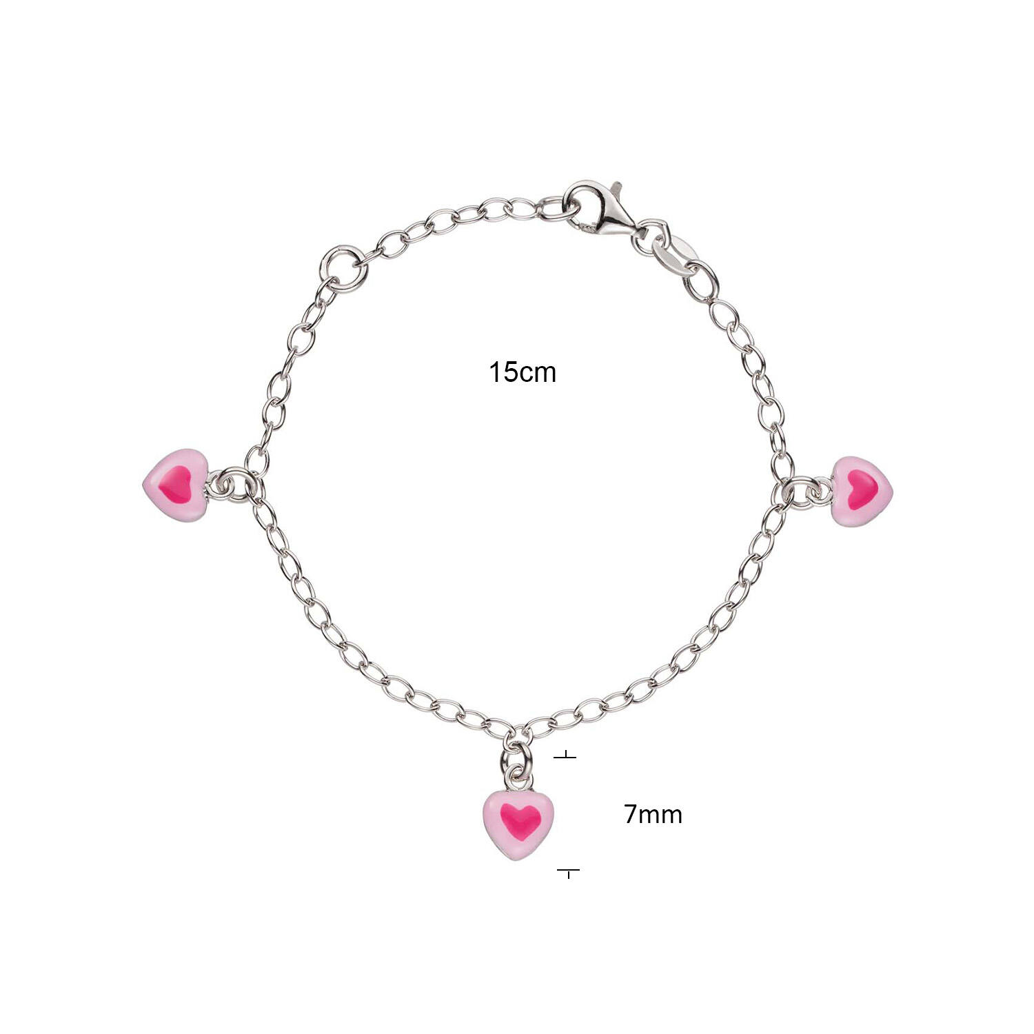  Gliederarmbänder - Jasseron - Herz - 3mm - 16cm
