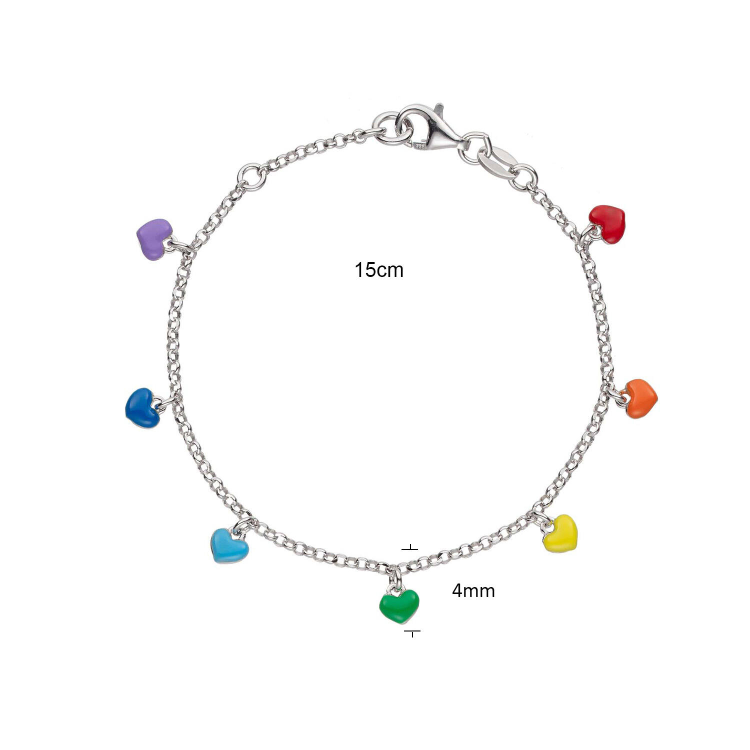  Link bracelets - Jasseron - Heart - 4mm - 16cm
