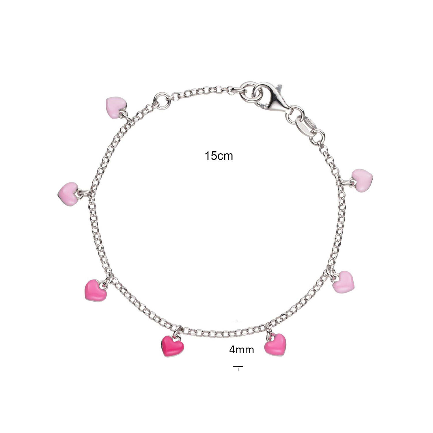  Link bracelets - Jasseron - Heart - 4mm - 16cm