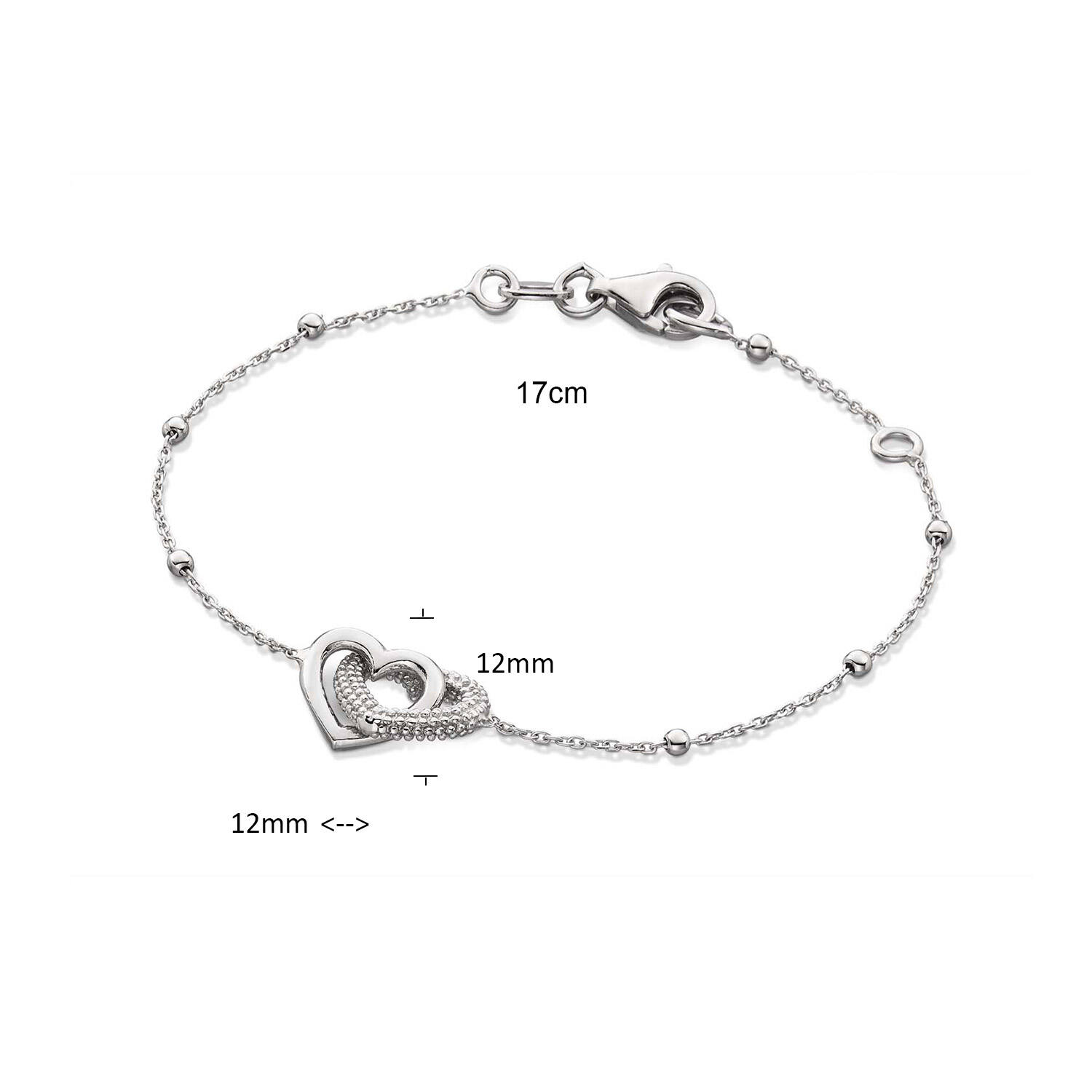  Bracelets à maillons - Ancre - Cœur - 10mm - 17cm