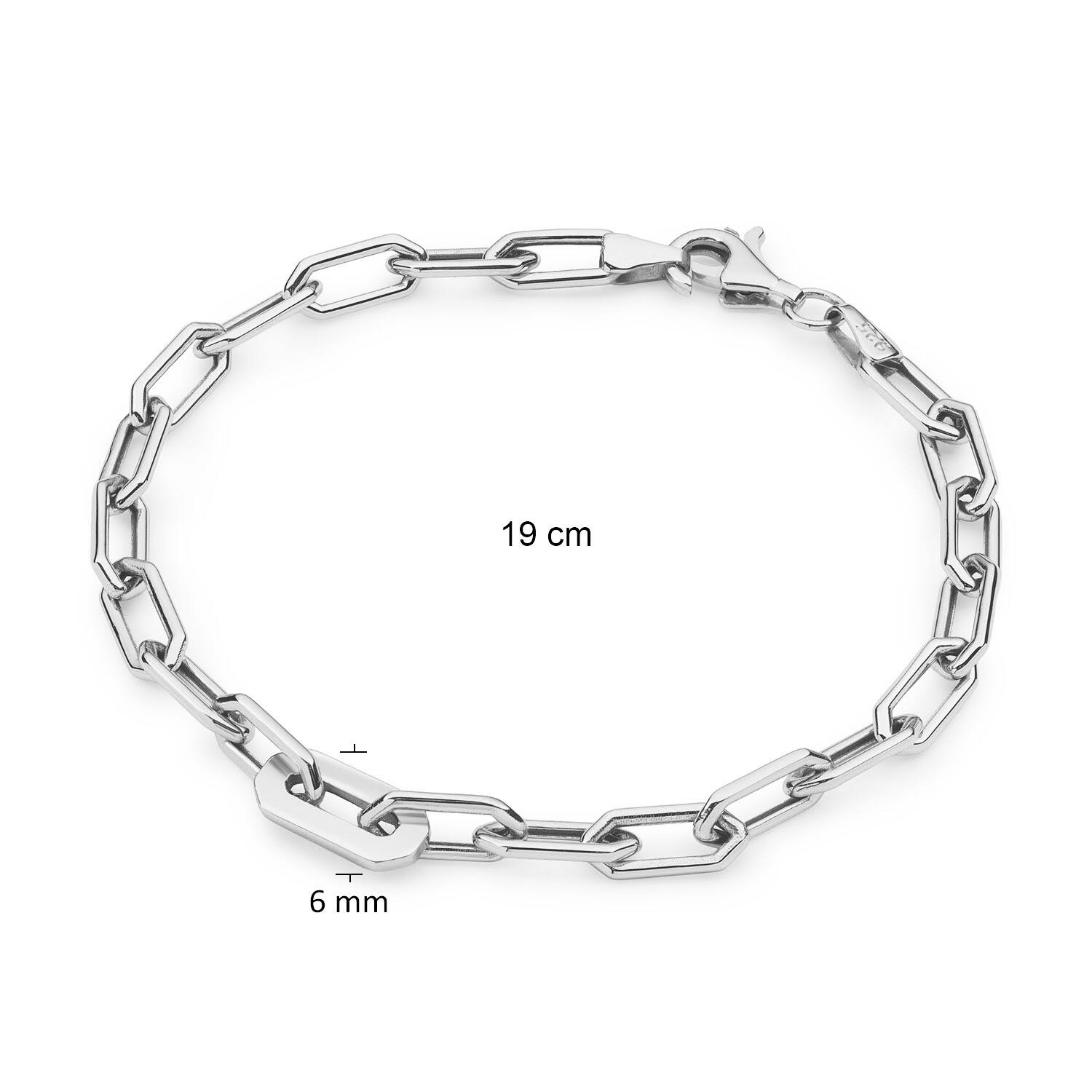  Bracelets à maillons - Trombone - 6mm - 19cm