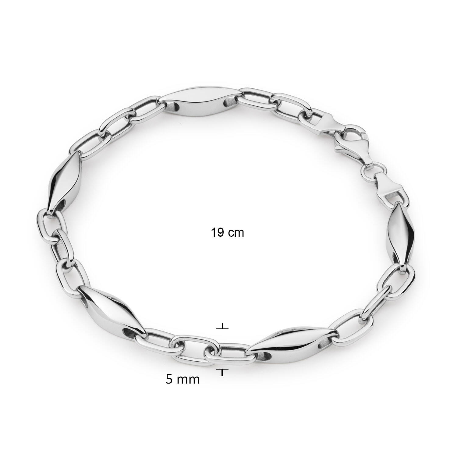  Link bracelets - Anchor - 5mm - 19cm