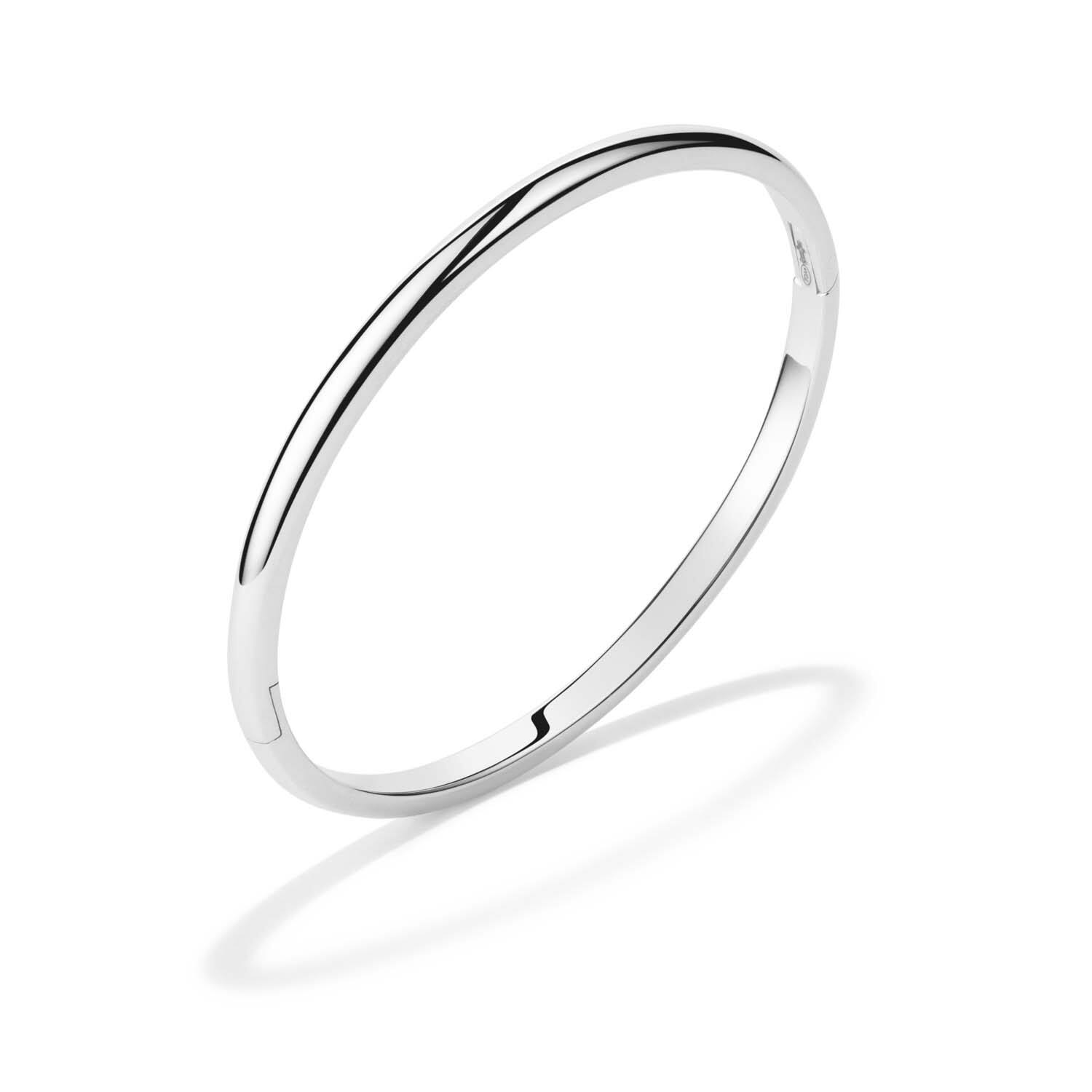  Armreifen - Solid Silver Bangles - Solide - Oval - 4mm - Ø 56mm