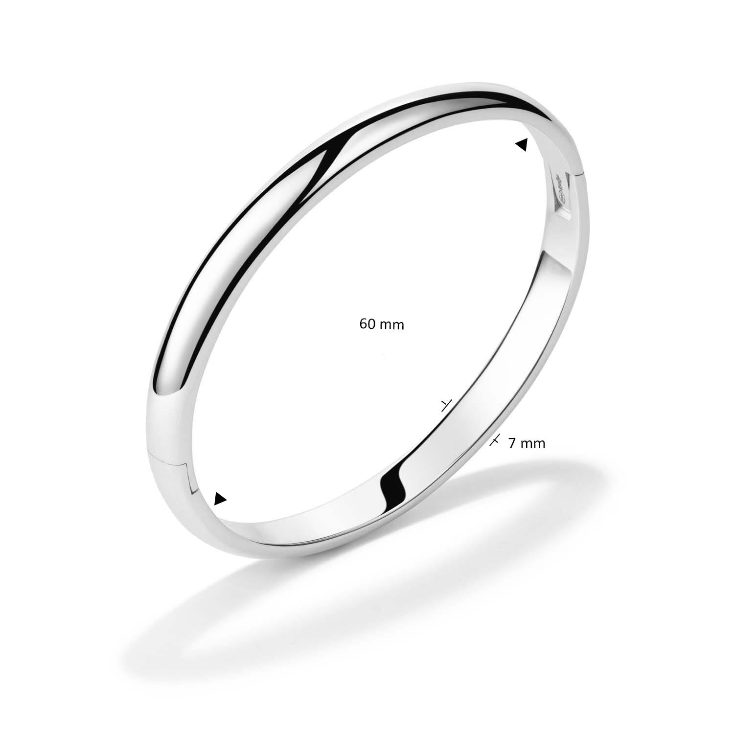  Bangles - Solid Silver Bangles - Solid - Oval - 7mm - Ø 60mm