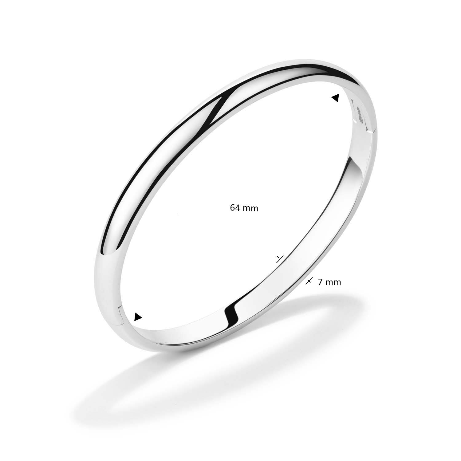  Bangles - Solid Silver Bangles - Solid - Oval - 7mm - Ø 64mm