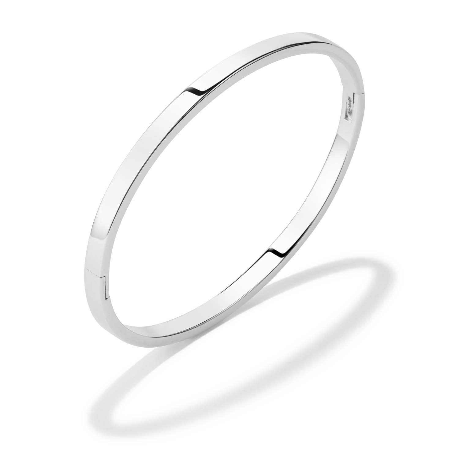  Bracelets - Solid Silver Bangles - Solide - Carré - 4mm - Ø 56mm