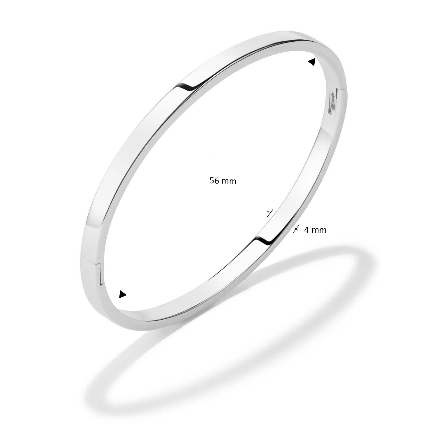  Bracelets - Solid Silver Bangles - Solide - Carré - 4mm - Ø 56mm