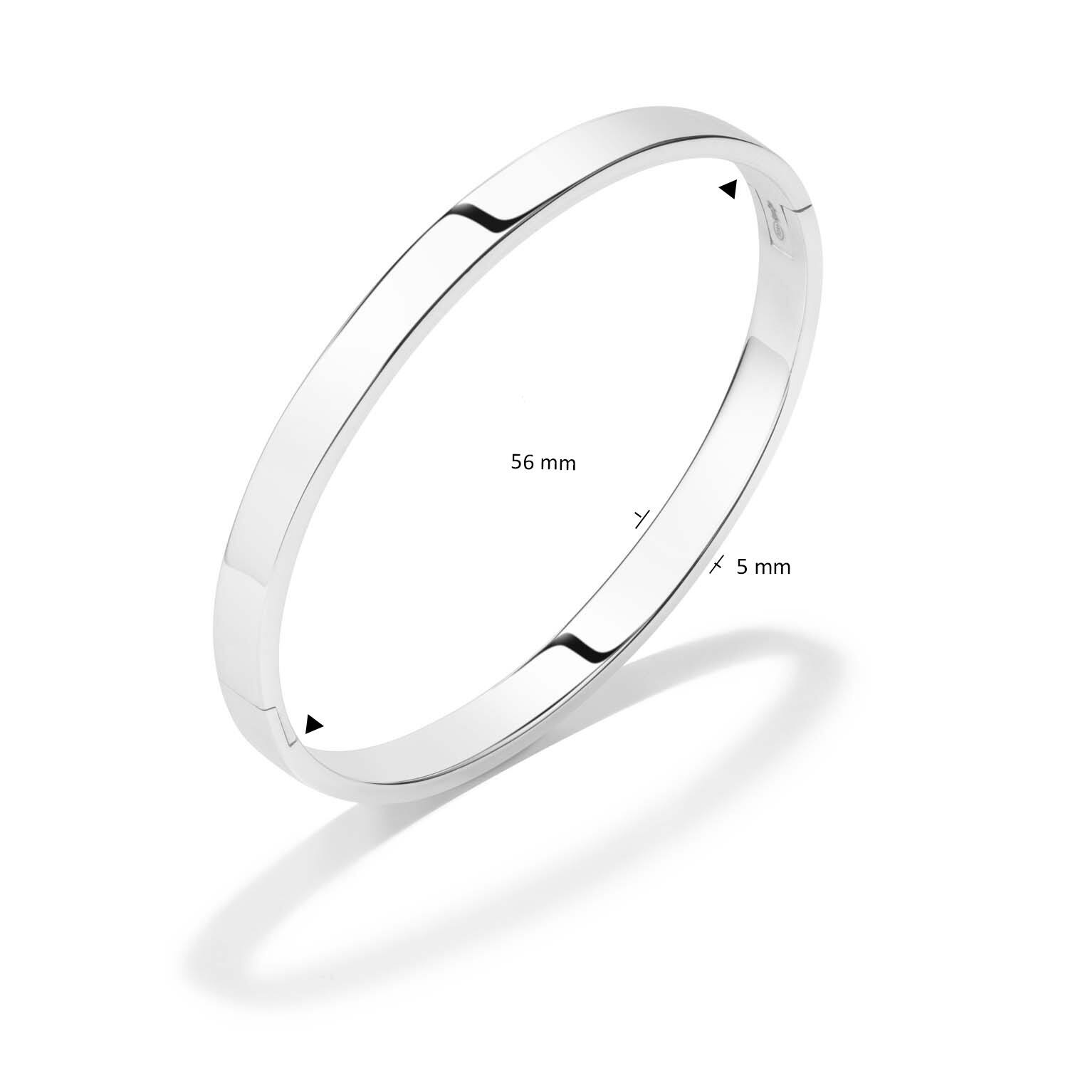  Bracelets - Solid Silver Bangles - Solide - Carré - 5mm - Ø 56mm