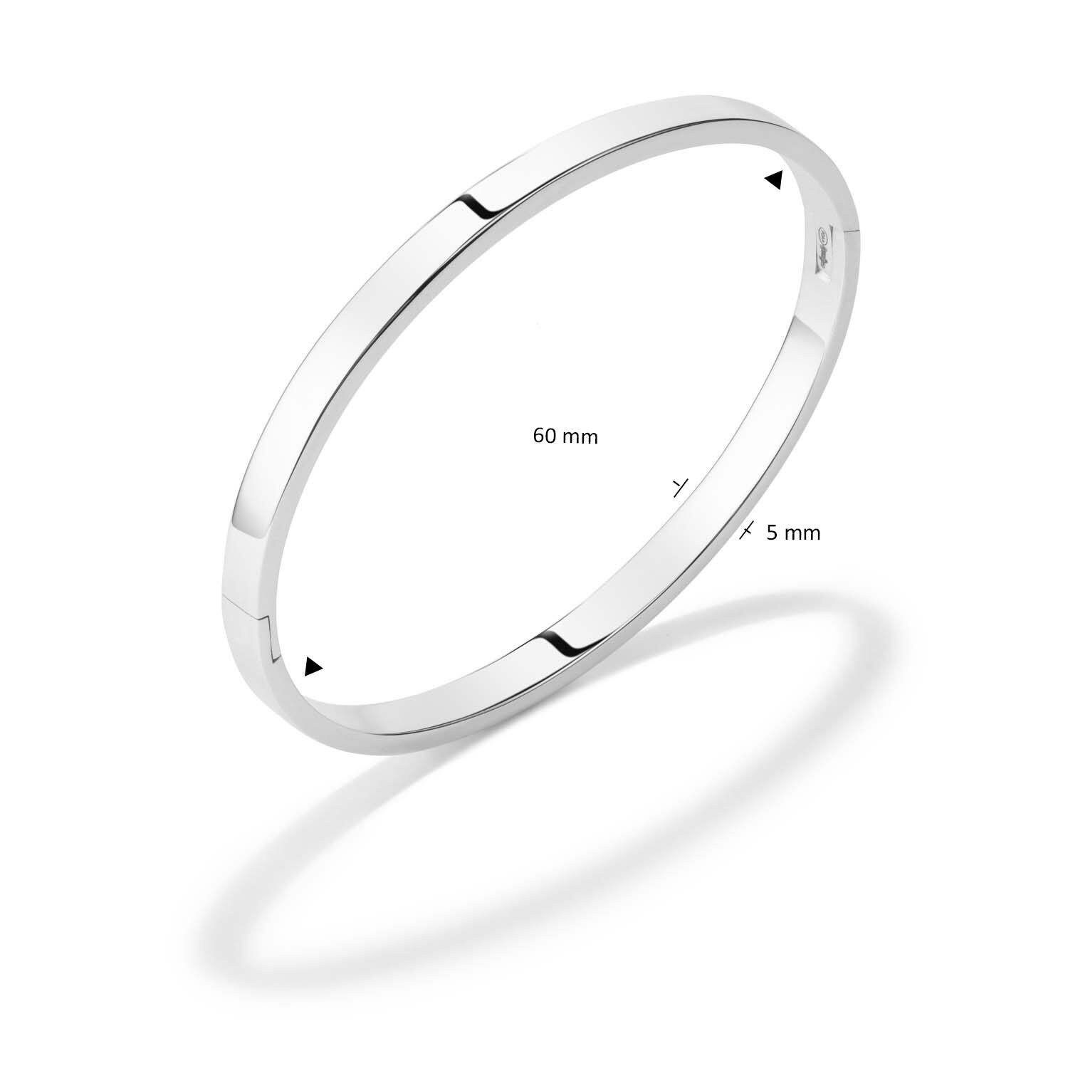  Bangle - Solid Silver Bangles - Massief - Vierkant - 5mm - Ø 60mm