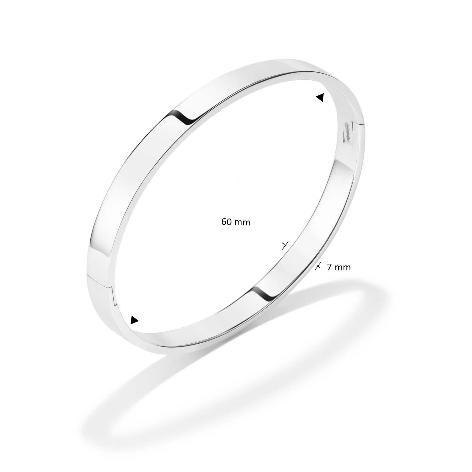  Armreifen - Solid Silver Bangles - Solide - Quadrat - 7mm - Ø 60mm