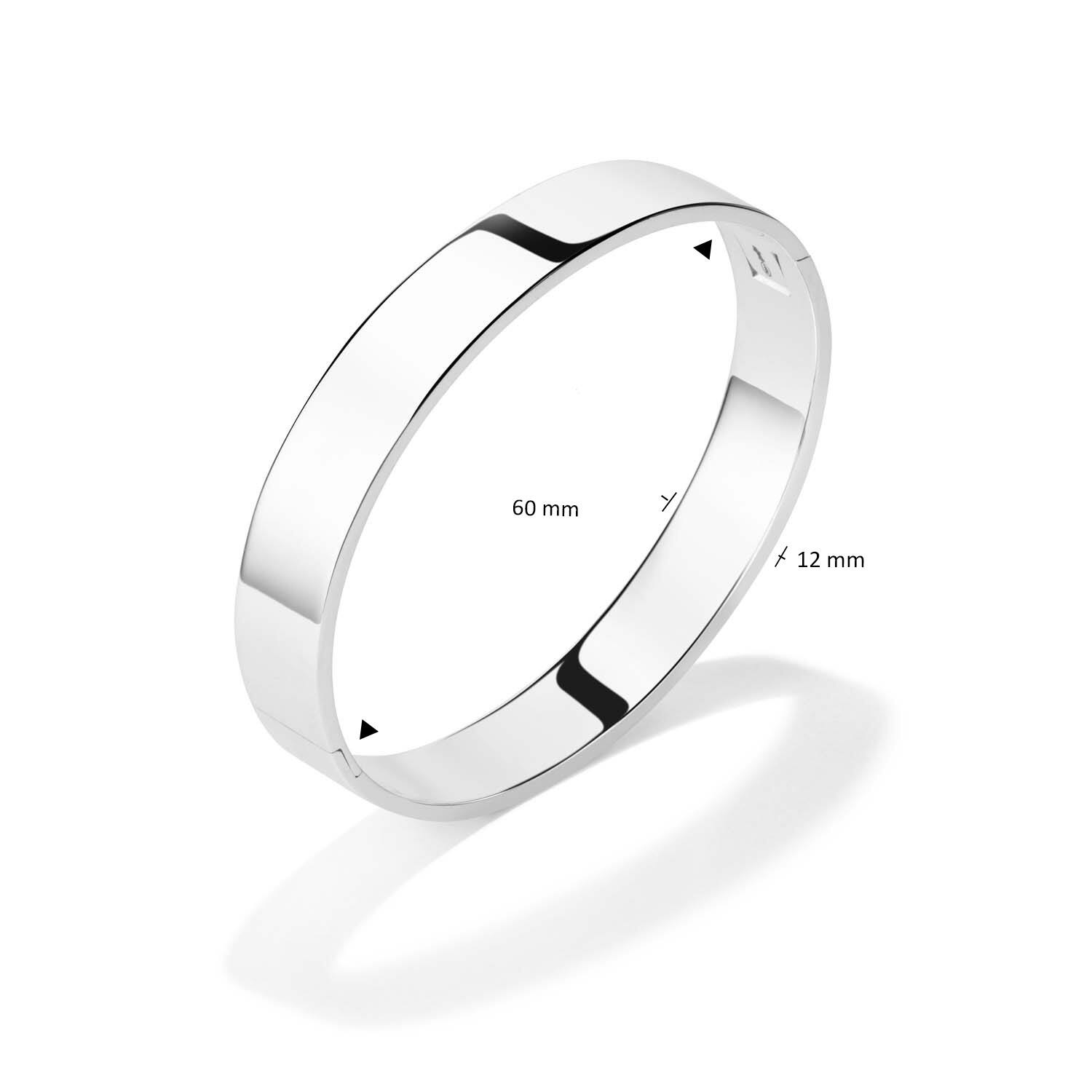  Bracelets - Solid Silver Bangles - Solide - Carré - 12mm - Ø 60mm