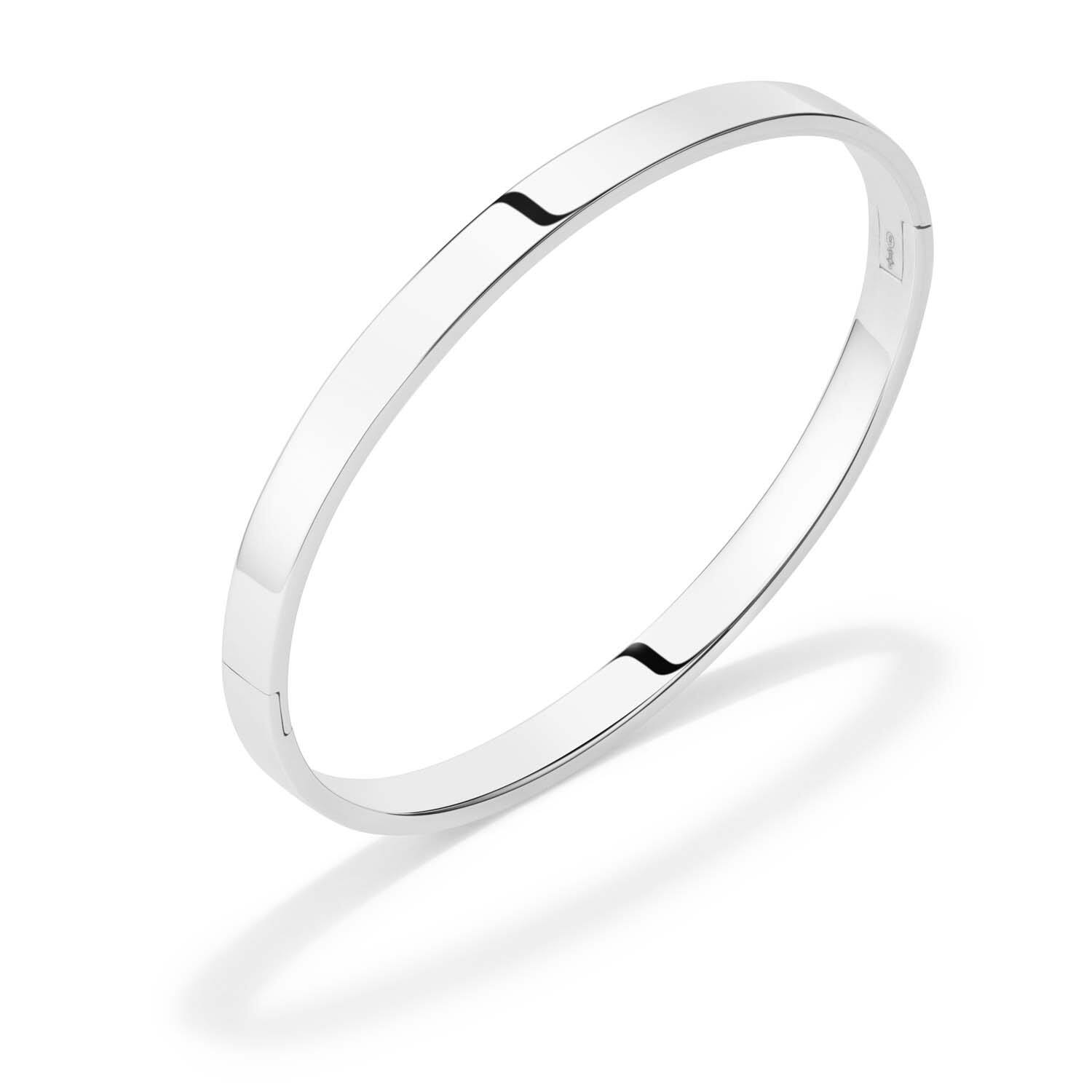  Armreifen - Solid Silver Bangles - Solide - Quadrat - 6mm - Ø 64mm