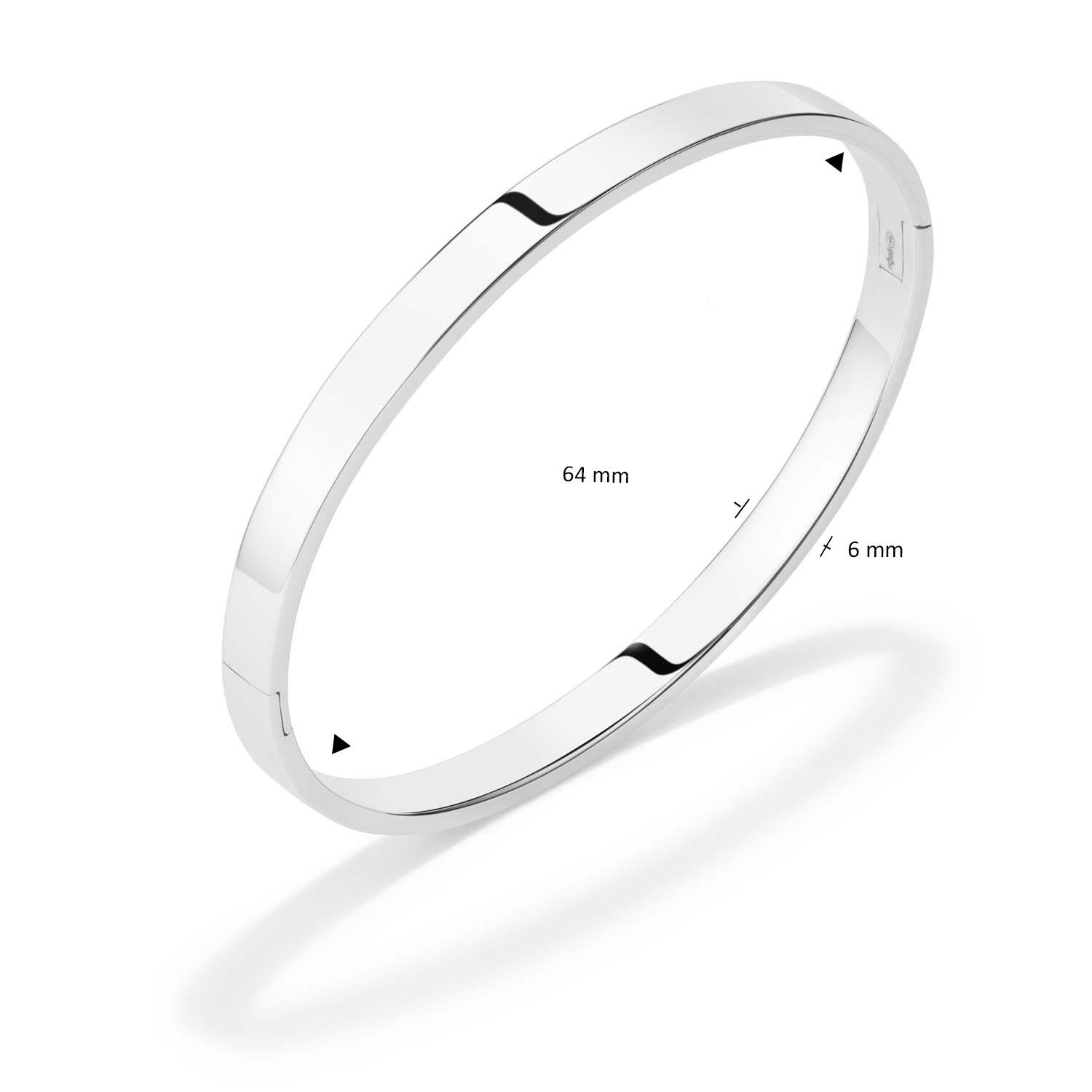  Armreifen - Solid Silver Bangles - Solide - Quadrat - 6mm - Ø 64mm