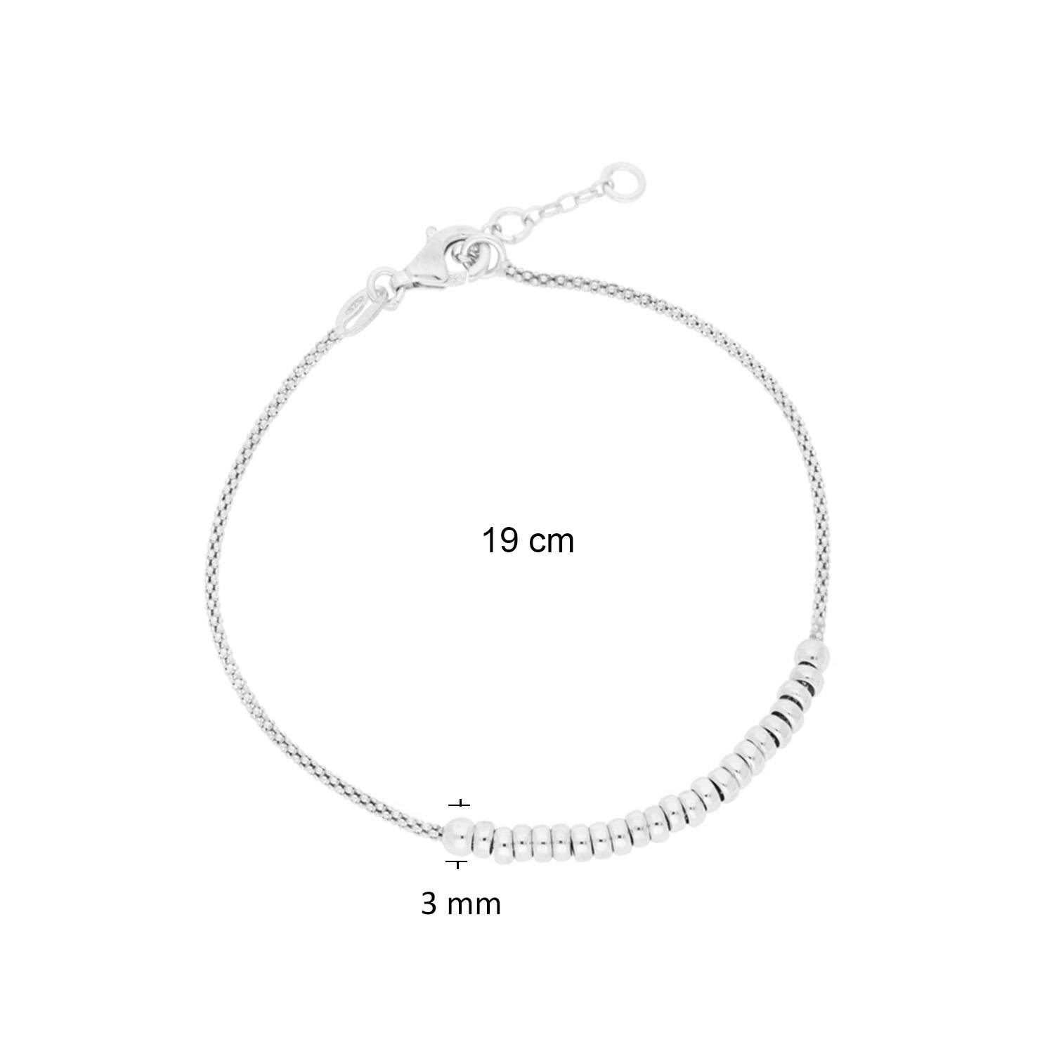  Bedelarmband - Popcorn - Ringetjes - 3mm - 19cm