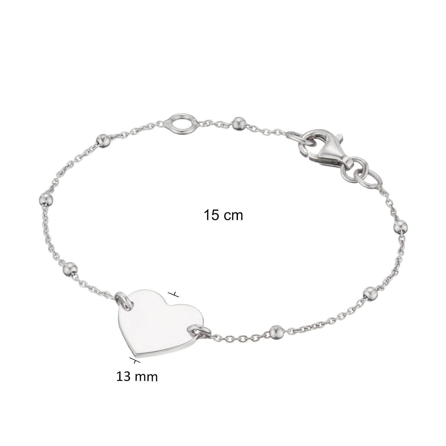  Plate bracelets - Anchor - Heart - 12mm - 15cm