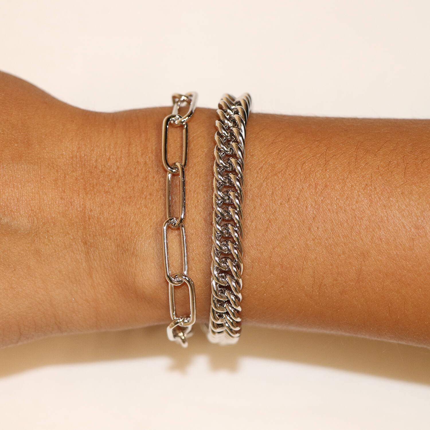  Bracelets à maillons - Trombone - 3mm - 19cm