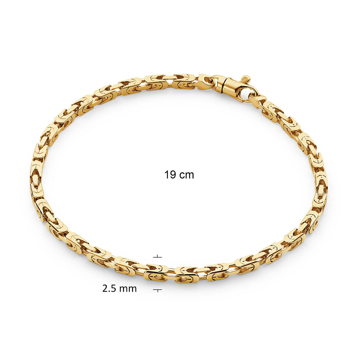  Bracelets à maillons - Chaine de roi - 2.5mm - 19cm