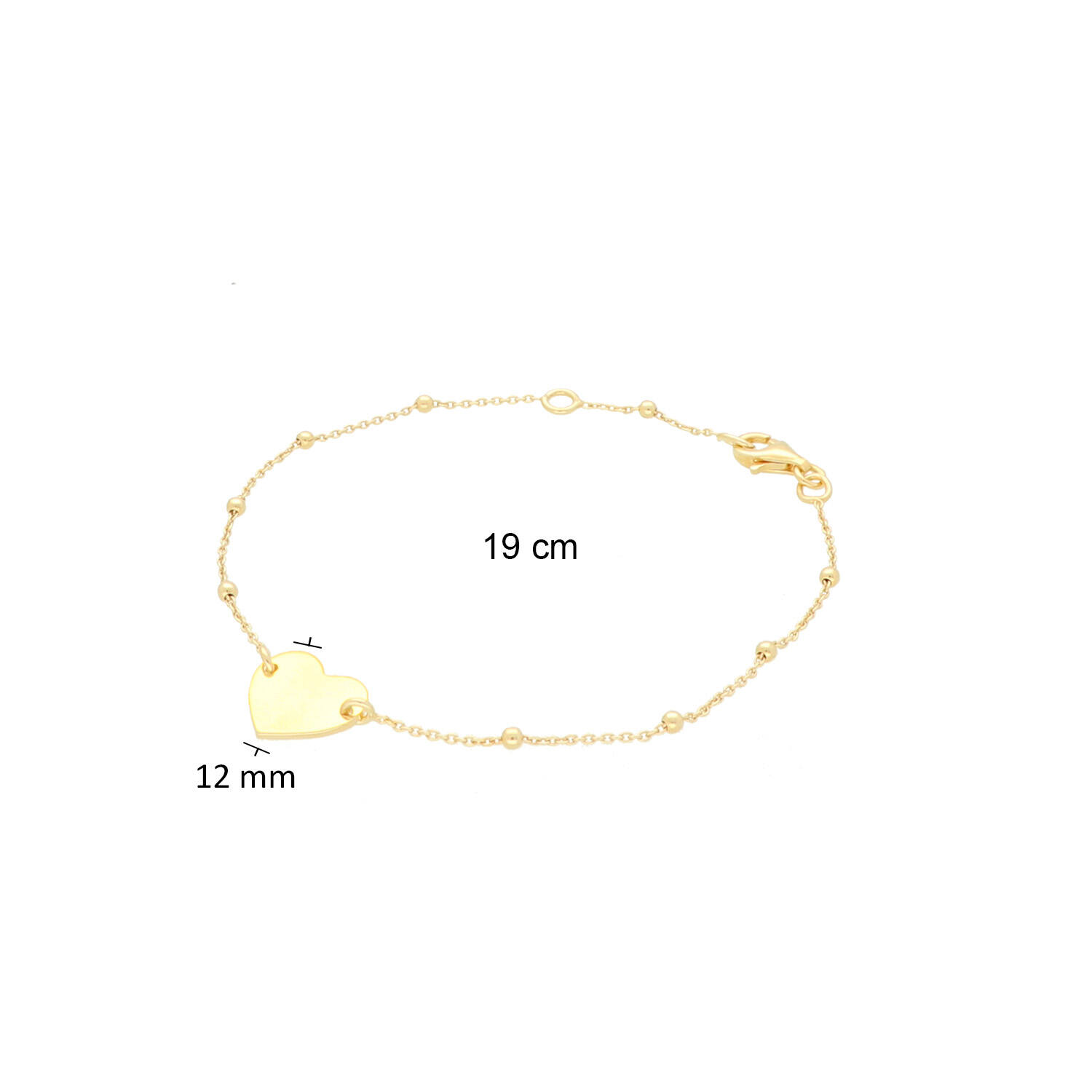  Plate bracelets - Anchor - Heart - 12mm - 19cm