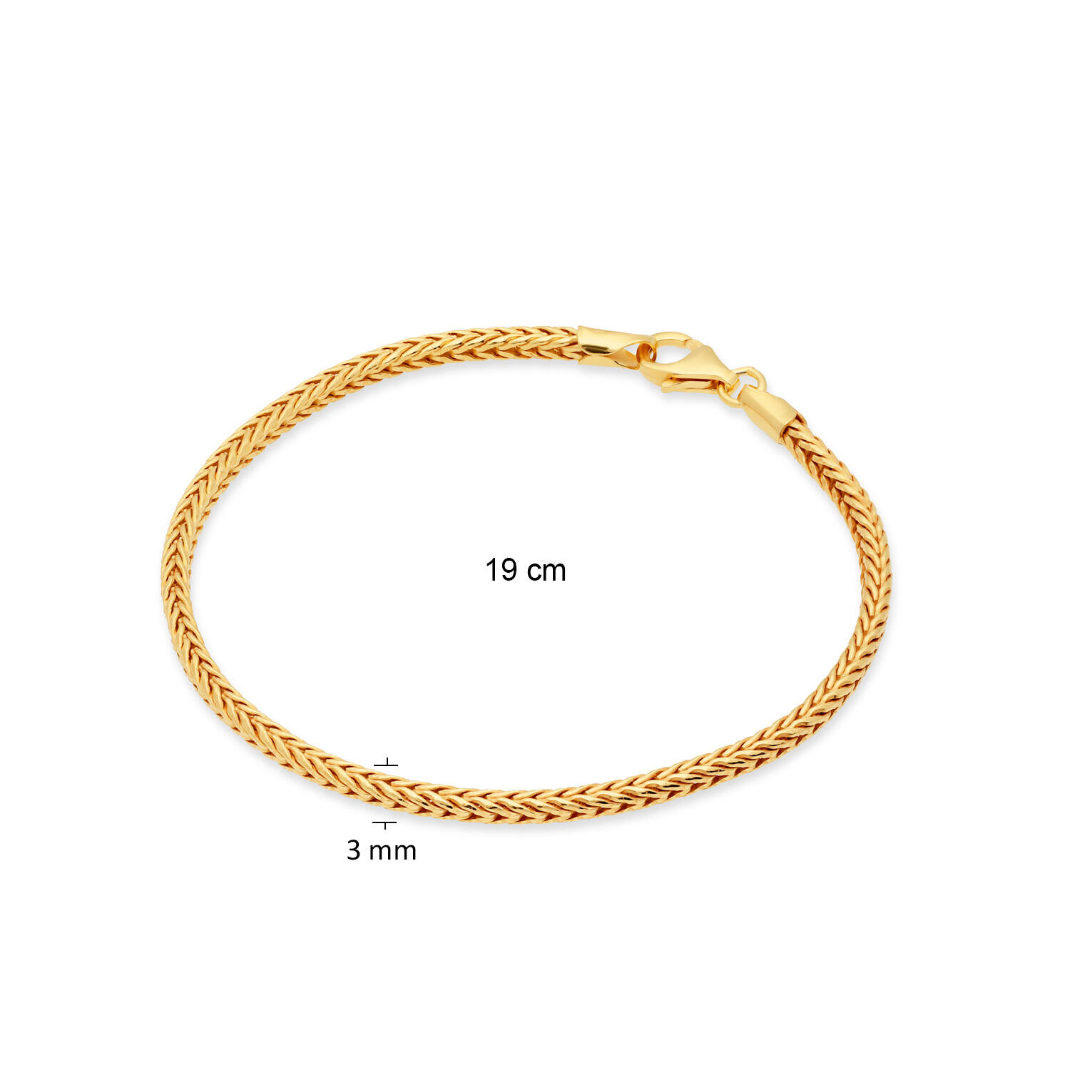  Bracelets à maillons - Palmier, queue de renard - 2.2mm - 19cm