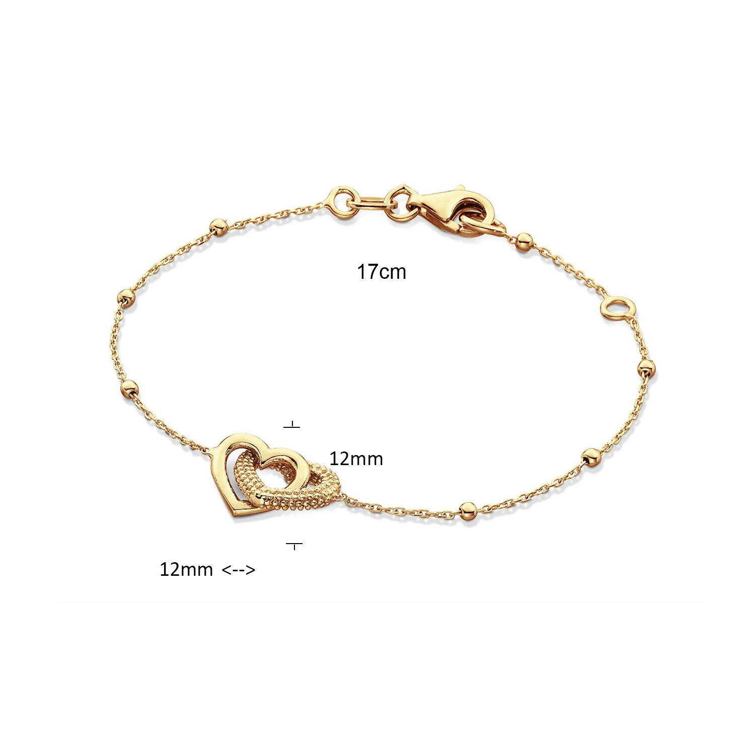  Gliederarmbänder - Anker - Herz - 12mm - 17cm