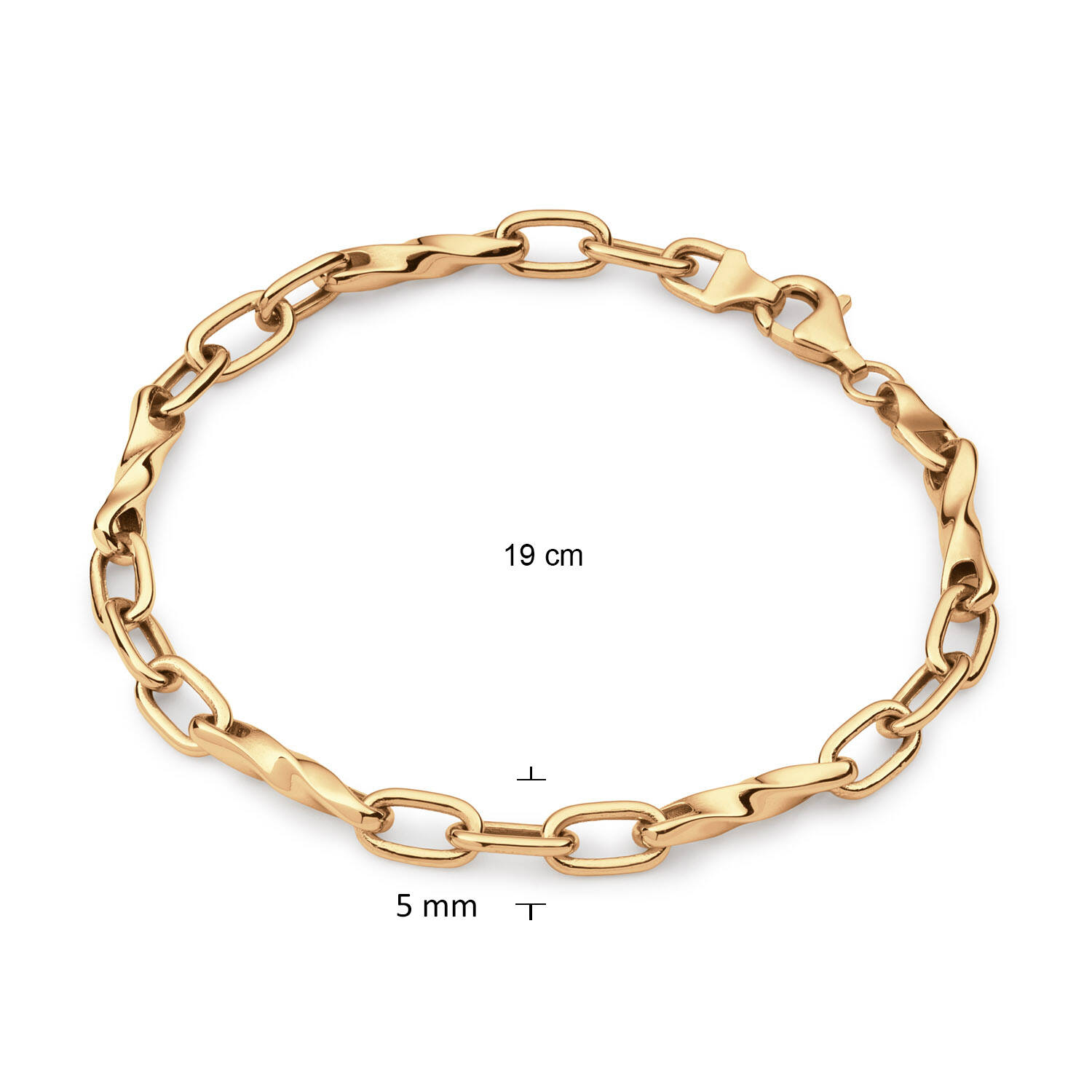 Bracelets à maillons - Ancre - 5mm - 19cm