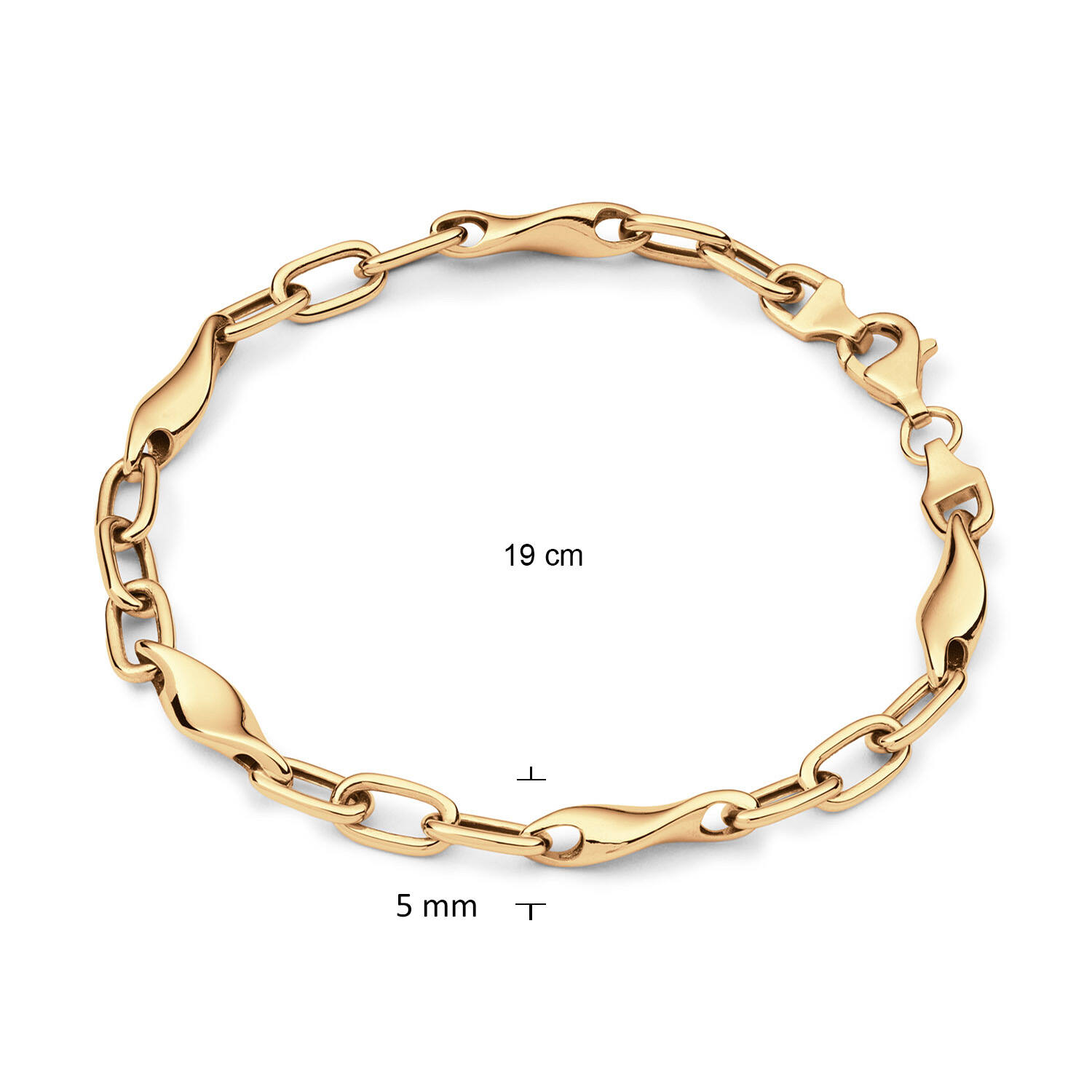  Bracelets à maillons - Ancre - 5mm - 19cm