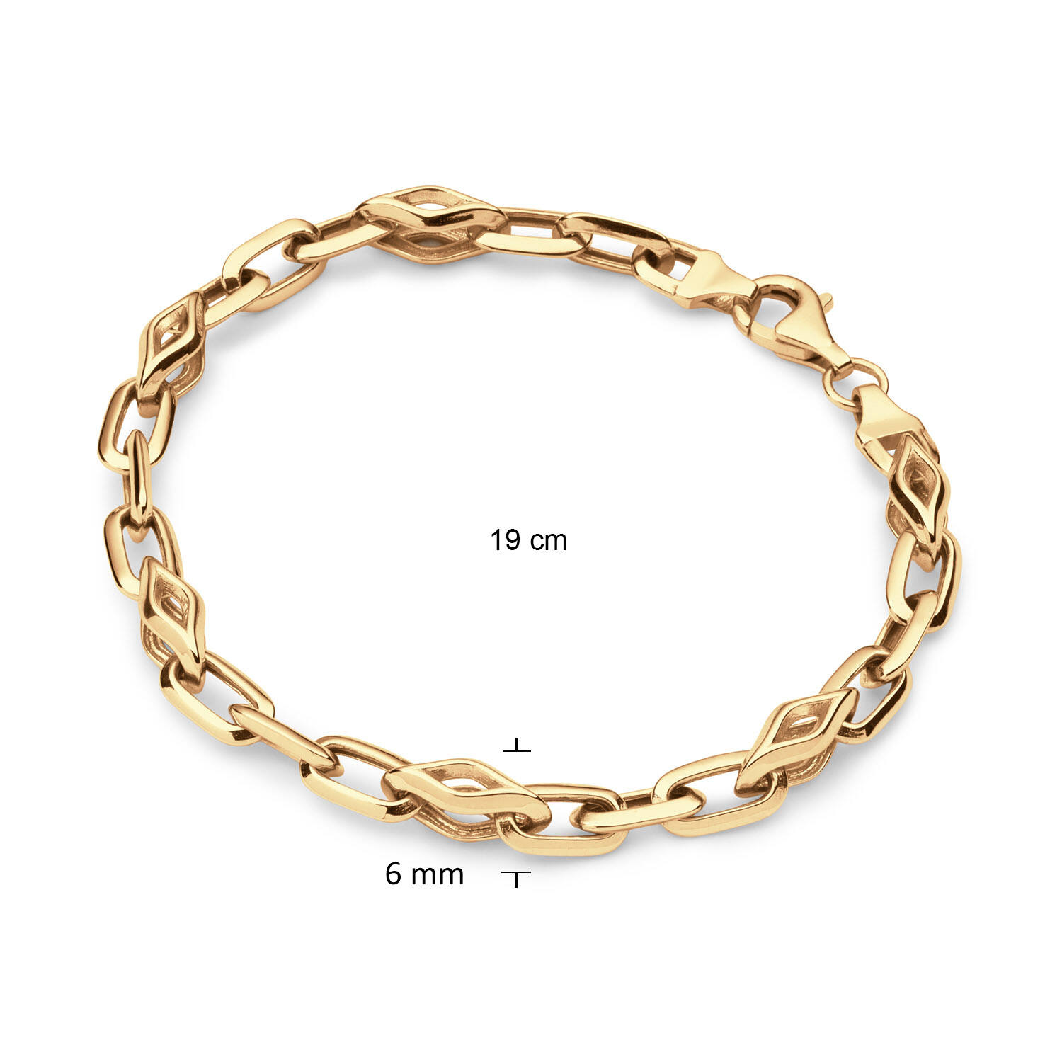  Link bracelets - Anchor - 6mm - 19cm