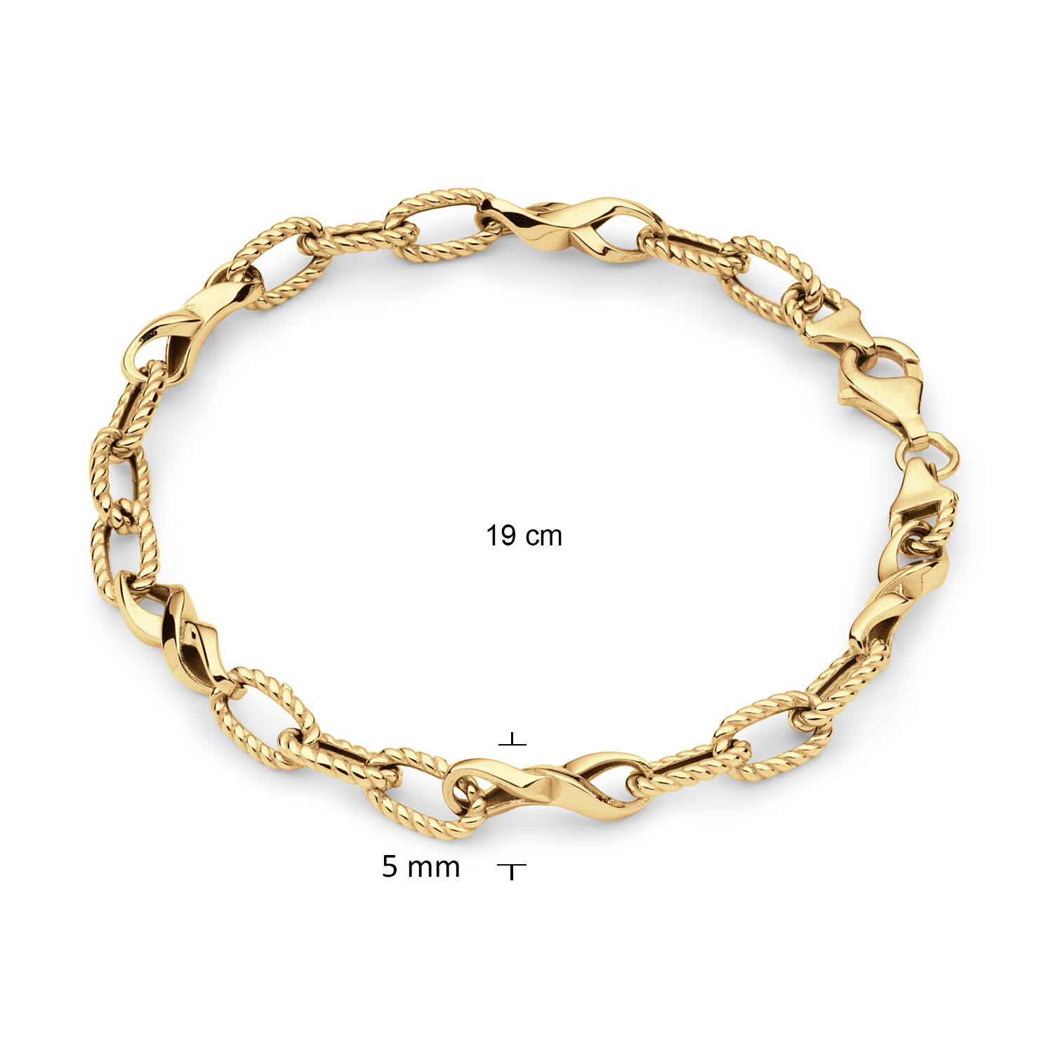  Gliederarmbänder - Anker - 5mm - 19cm