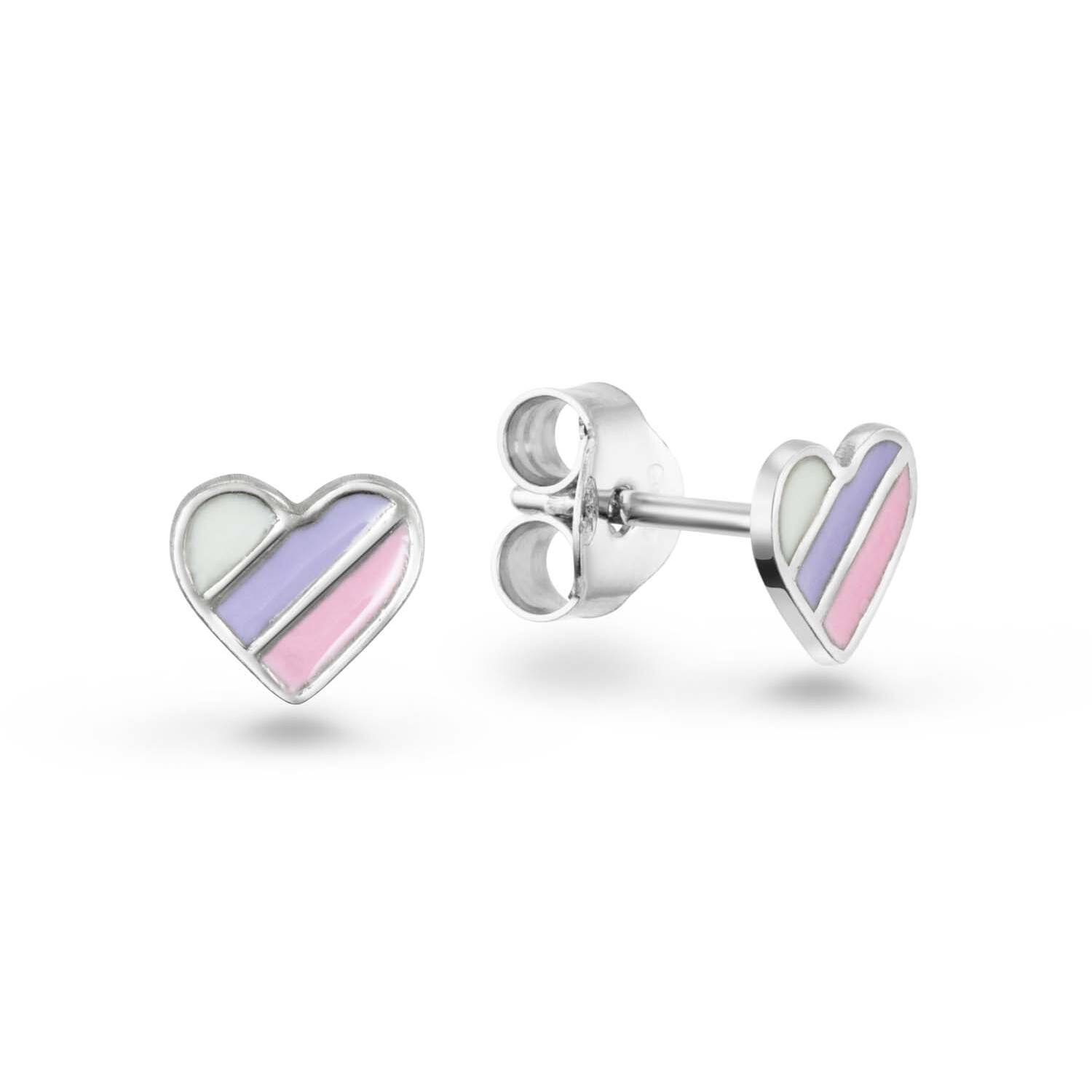  Boucles d'oreilles à puces - Cœur Émail - 