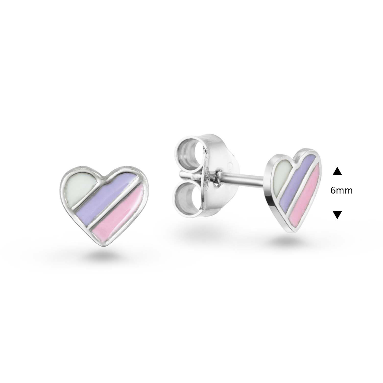  Boucles d'oreilles à puces - Cœur Émail - 