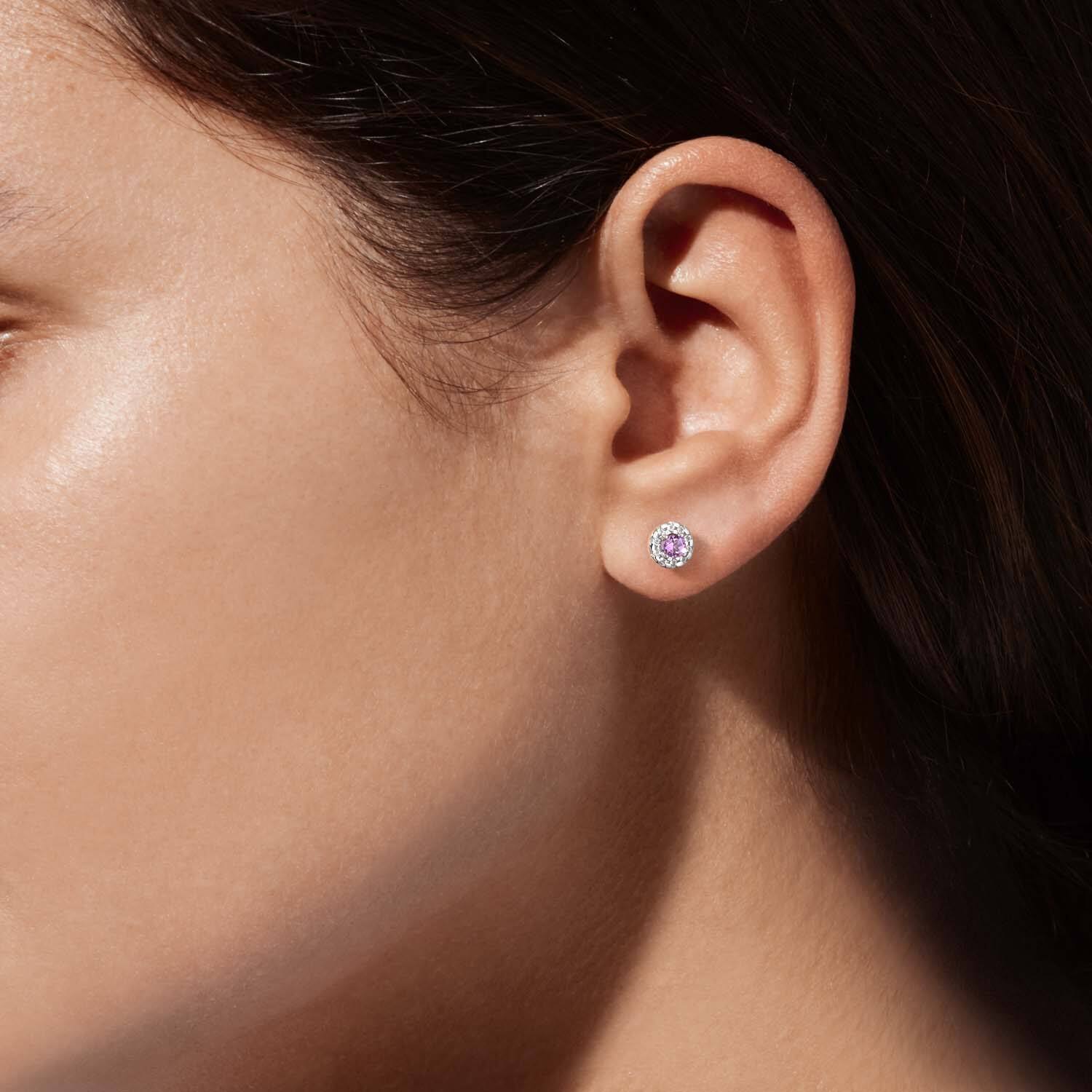  Ohrstecker - Rund Amethyst - - Ø 6mm