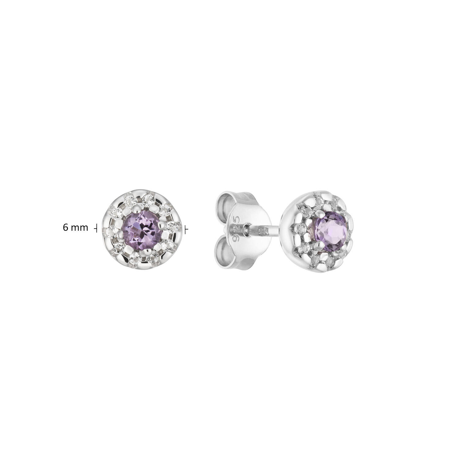  Ohrstecker - Rund Amethyst - - Ø 6mm