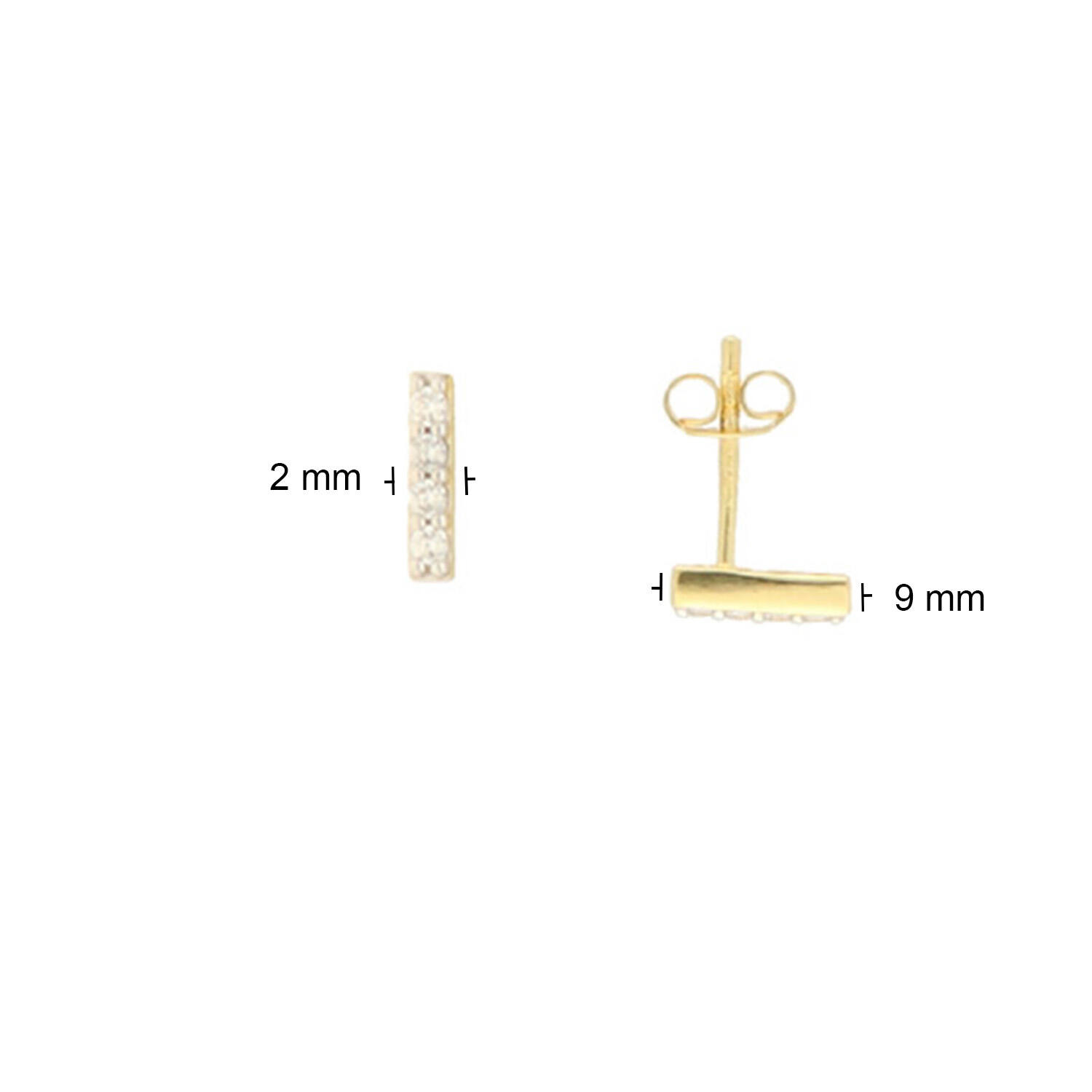  Boucles d'oreilles à puces - Tige Zircone - 
