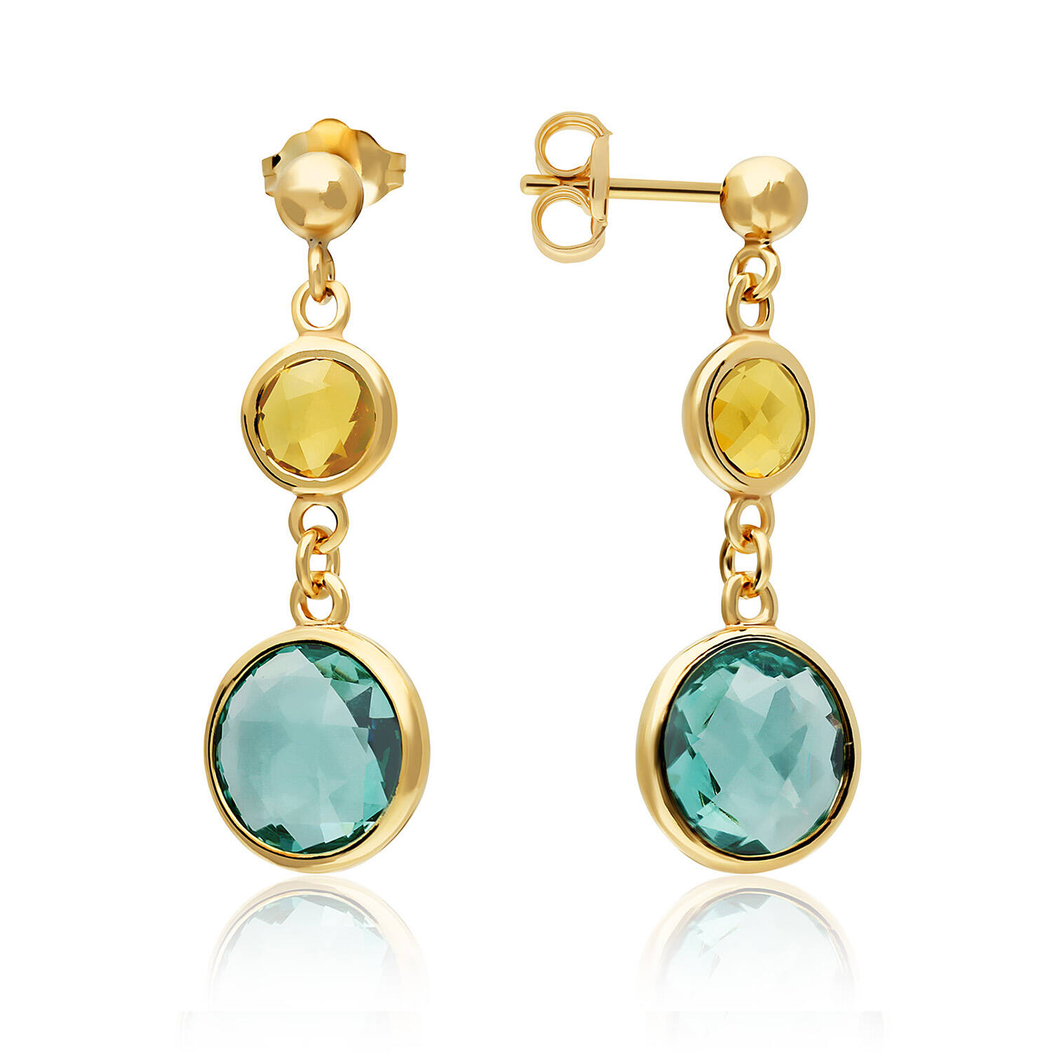  Colors from Nature - Boucles d'oreilles à puces - Rond Pierre de couleur - 