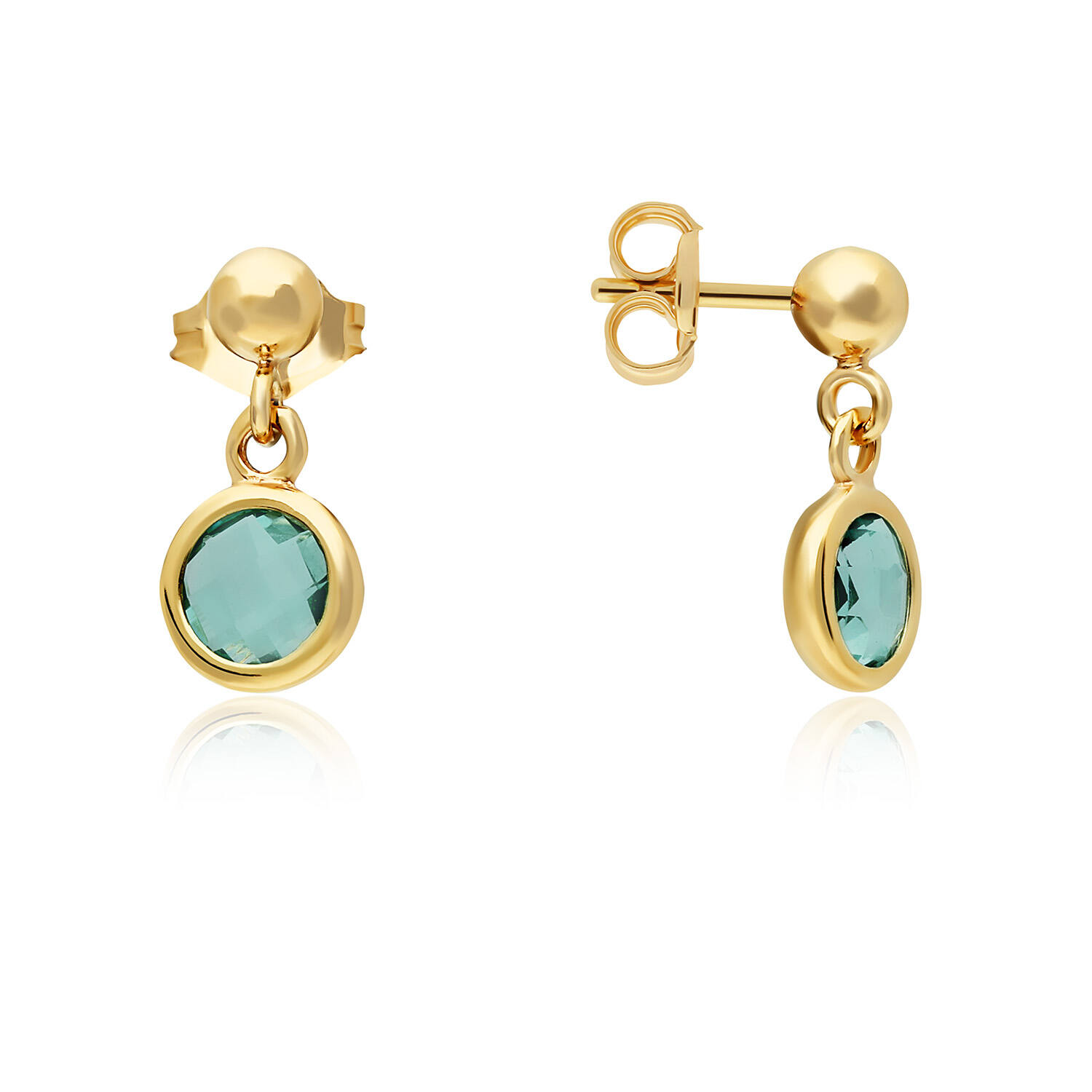  Colors from Nature - Boucles d'oreilles à puces - Rond Pierre de couleur - 