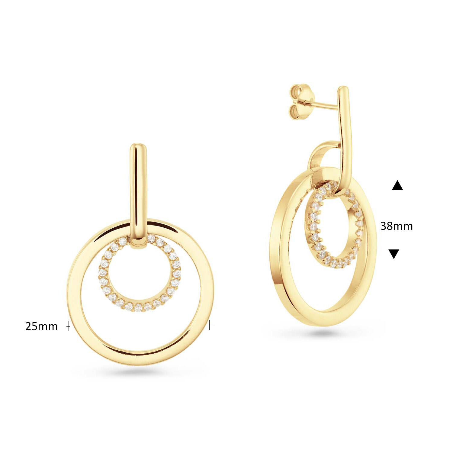  Ohrstecker - Rund Zirkonia - 