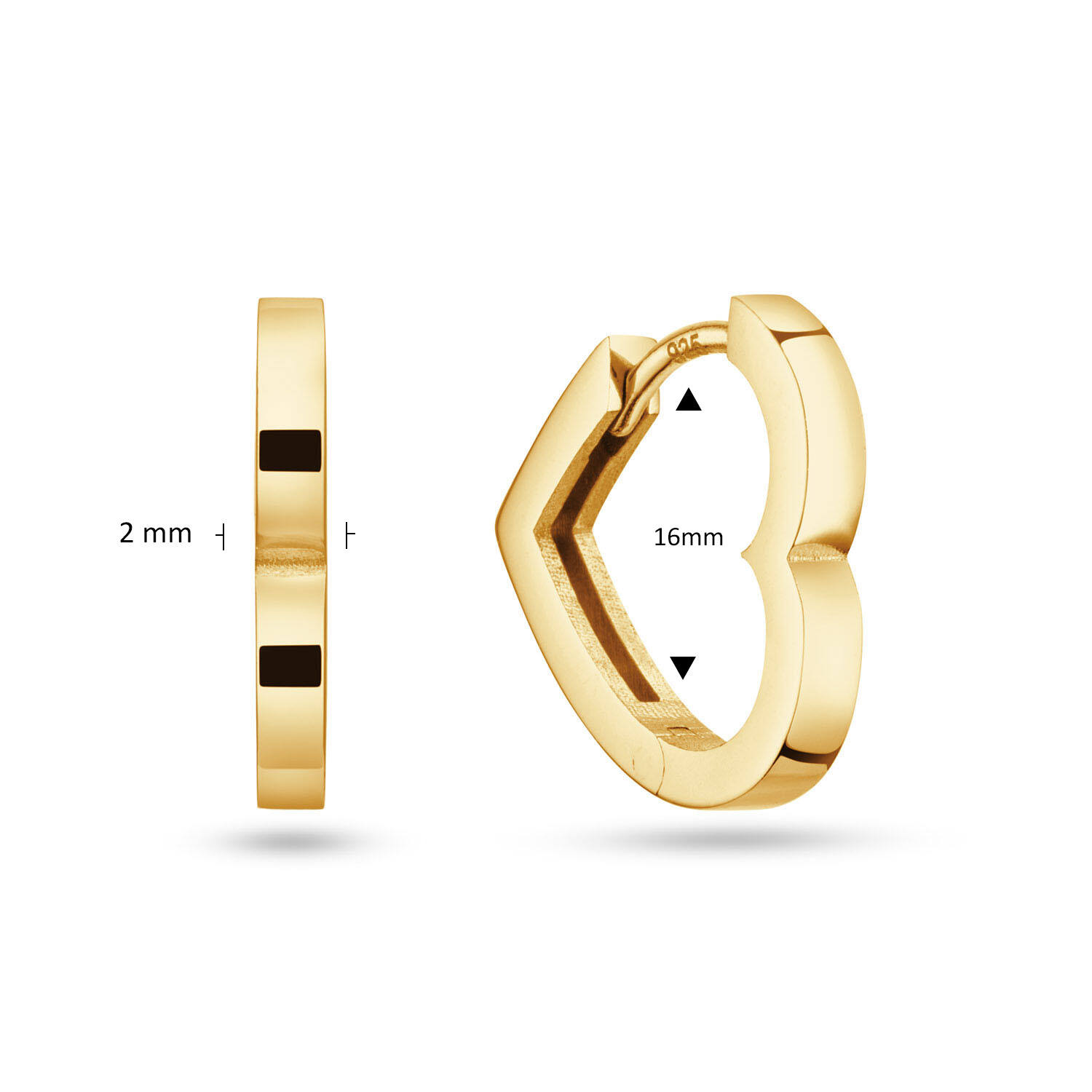  Earrings with folding clasp - Premium Hoops - Heart