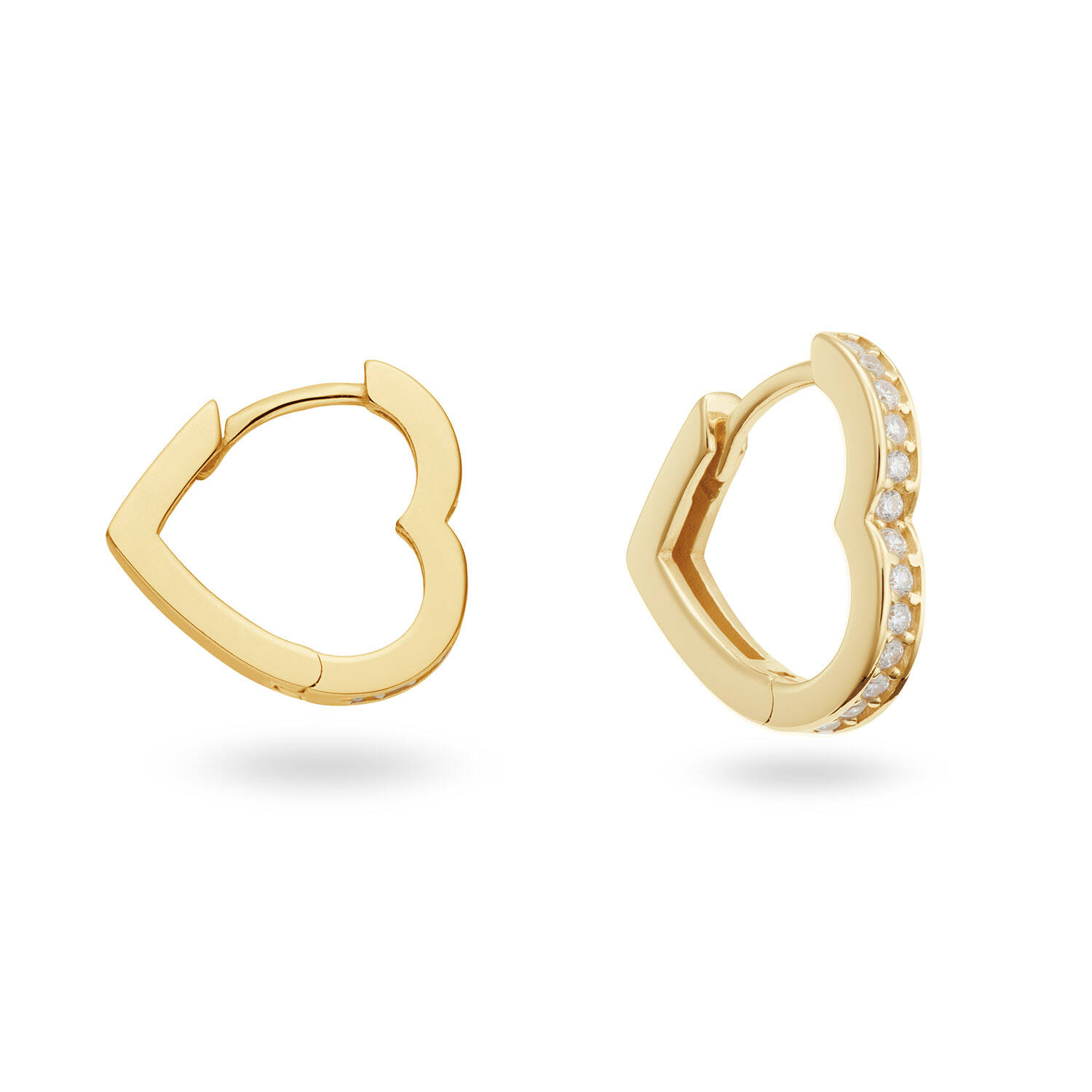  Earrings with folding clasp - Premium Hoops - Heart