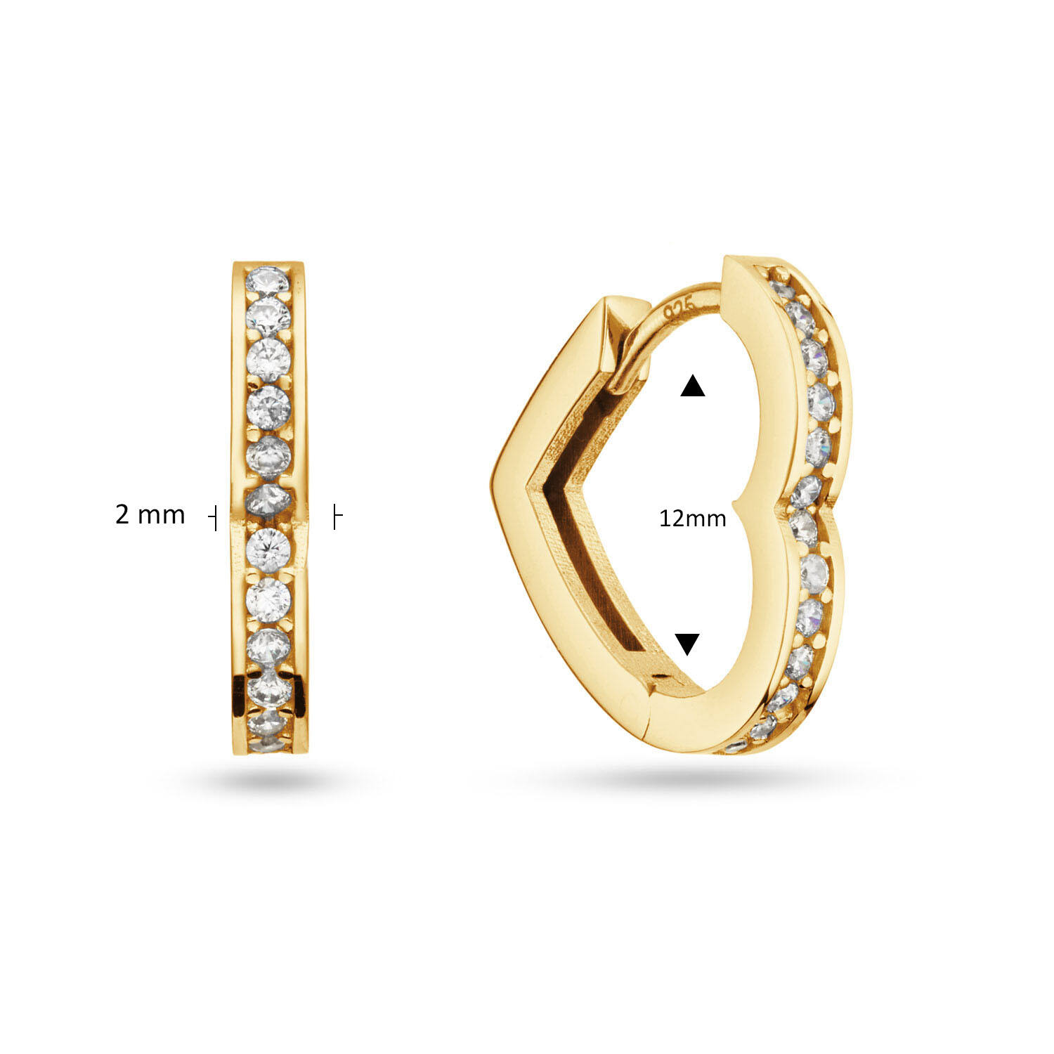  Earrings with folding clasp - Premium Hoops - Heart