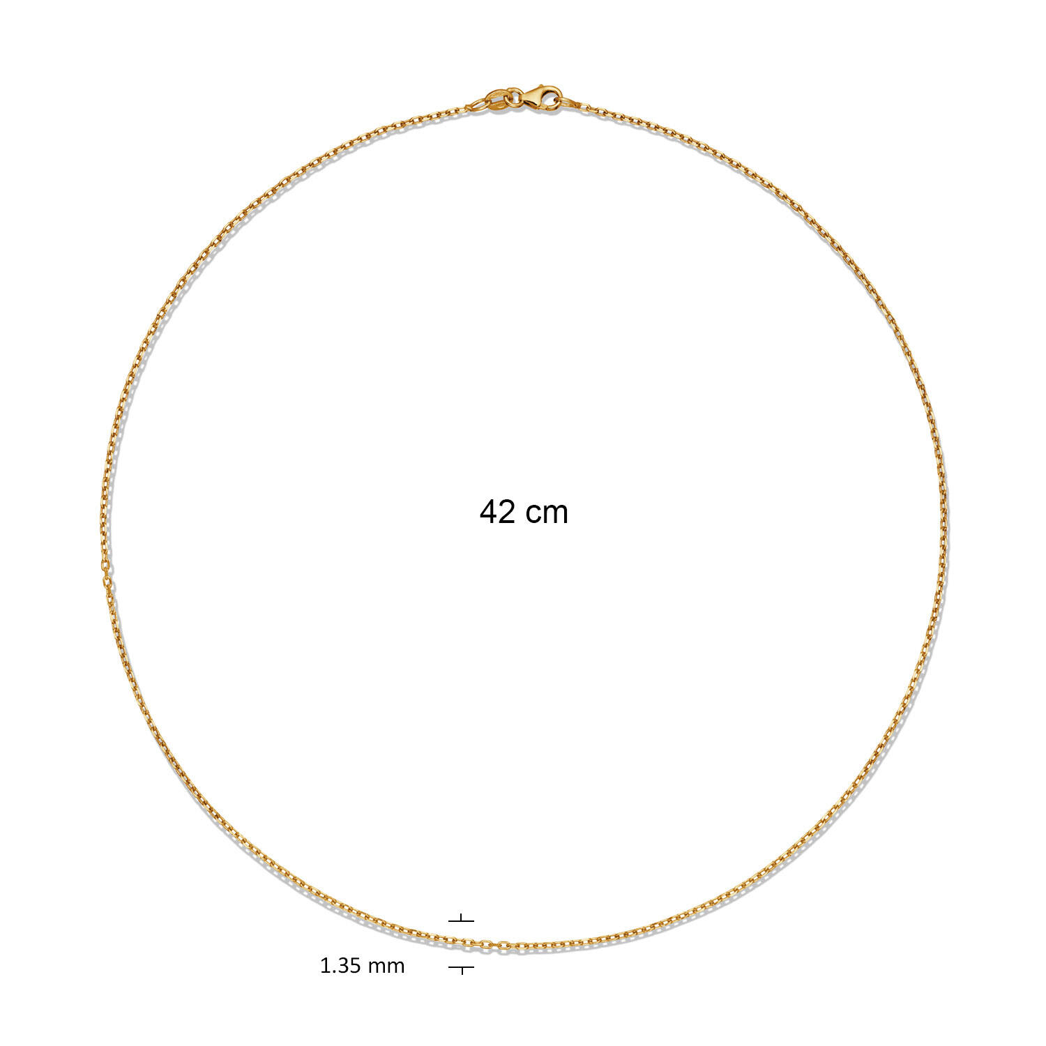  Long necklaces - Anchor - 1.35mm - 42cm - 14k Gold